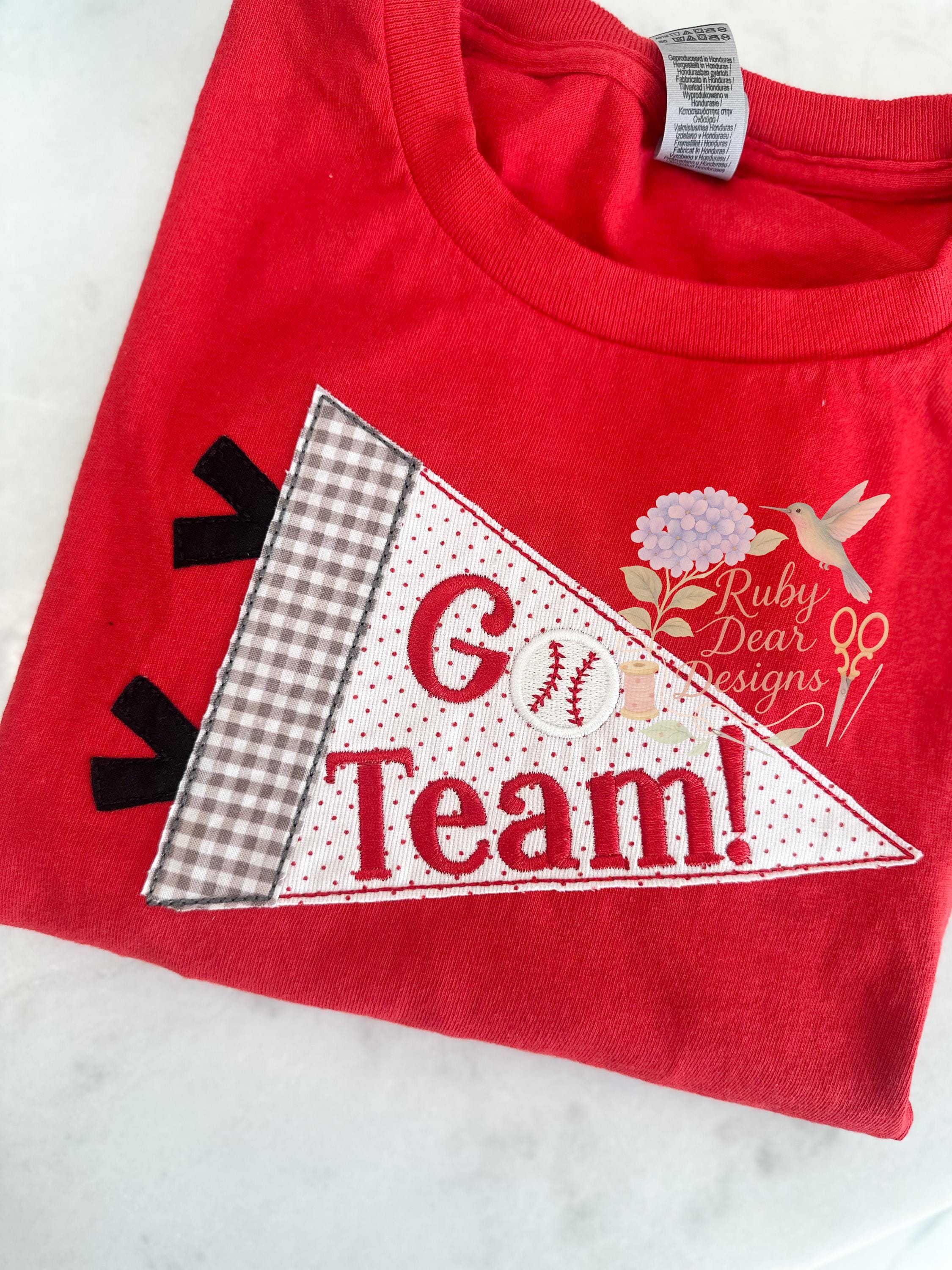 Sports Team Spirit Back To School Pennant Stitch Appliqué Machine Embroidery Design