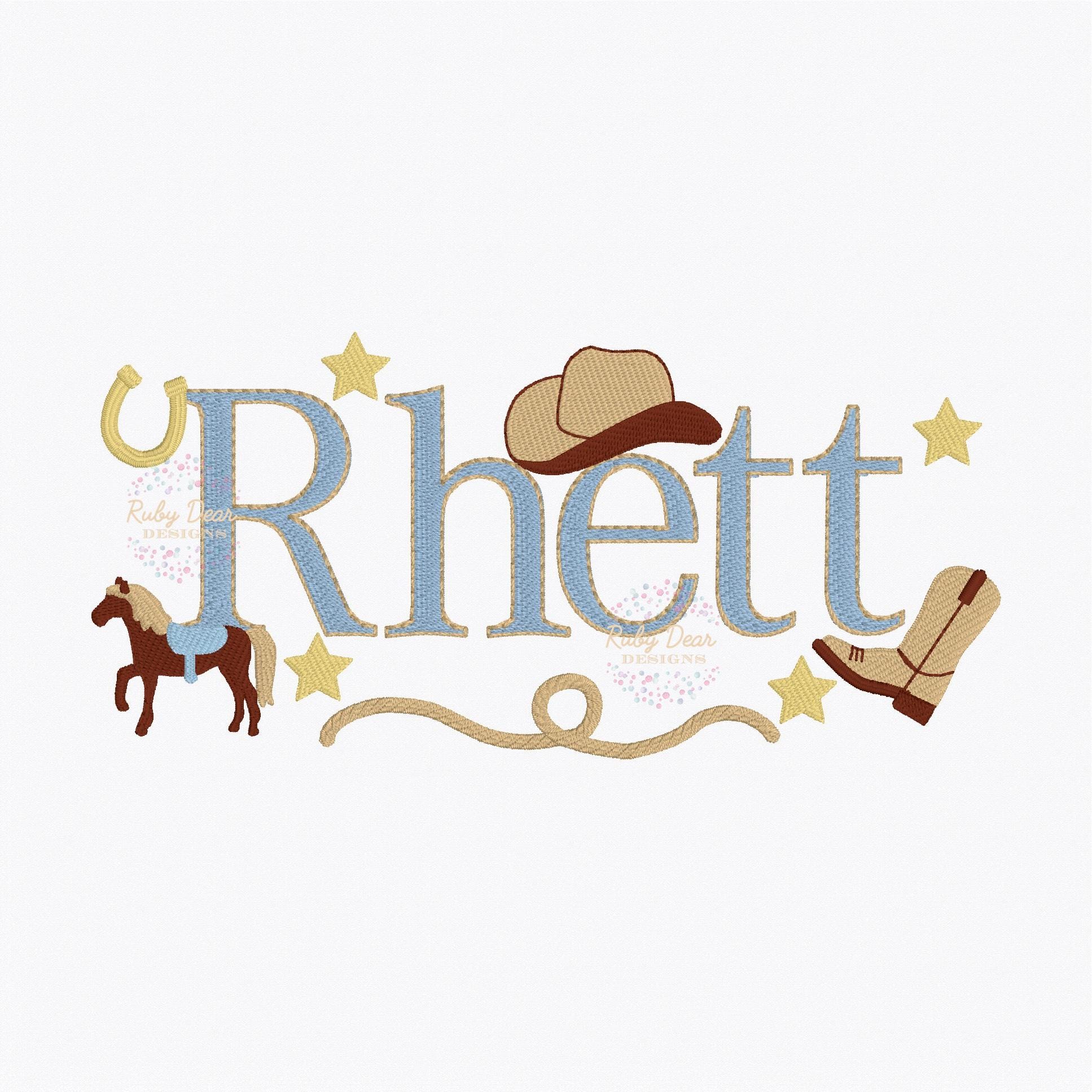 Build Your Own Cowboy Mini Set of 6 Satin Fill and Bean Stitch Machine Embroidery Design *Font is NOT included!*