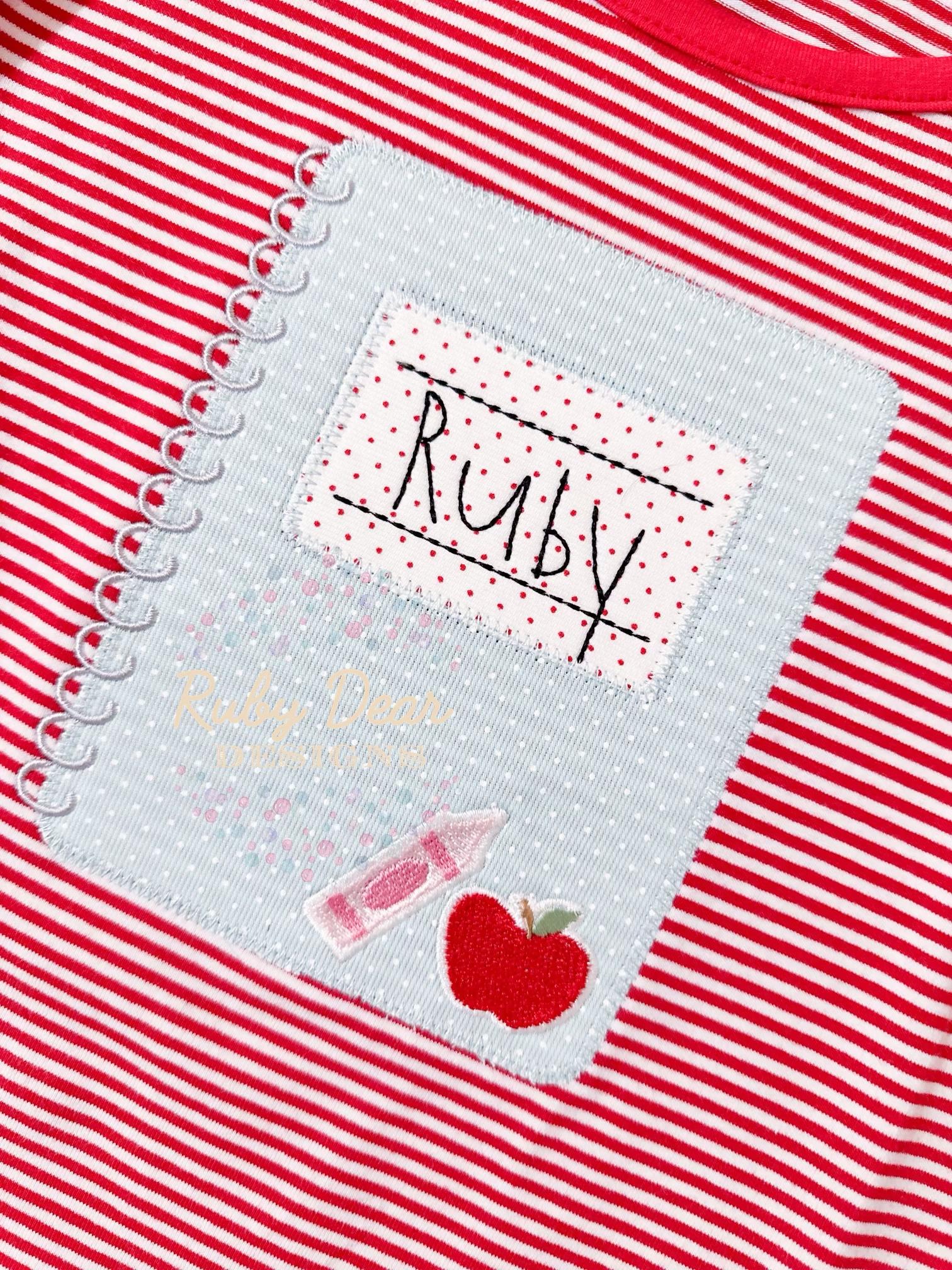 Build Your Own Back To School Notebook and "Stickers" Appliqué Satin Fill Stitch Machine Embroidery Design
