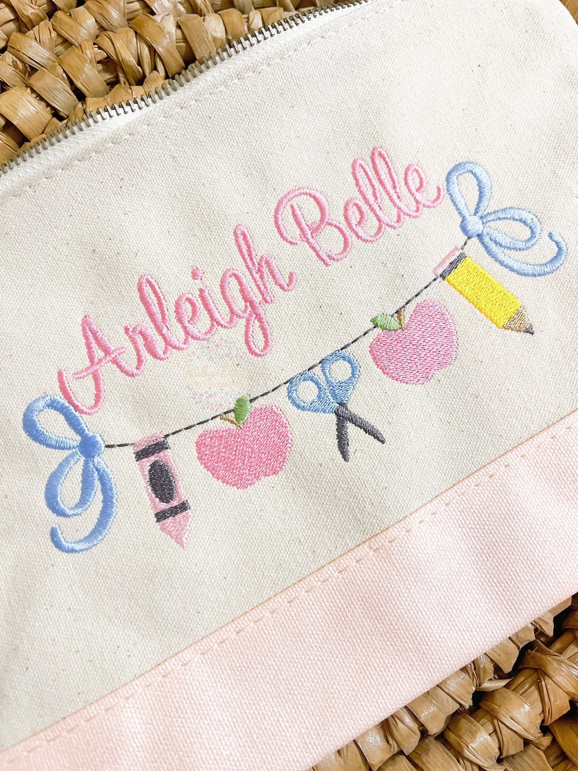 School Supply Bow Bunting Machine Embroidery Design