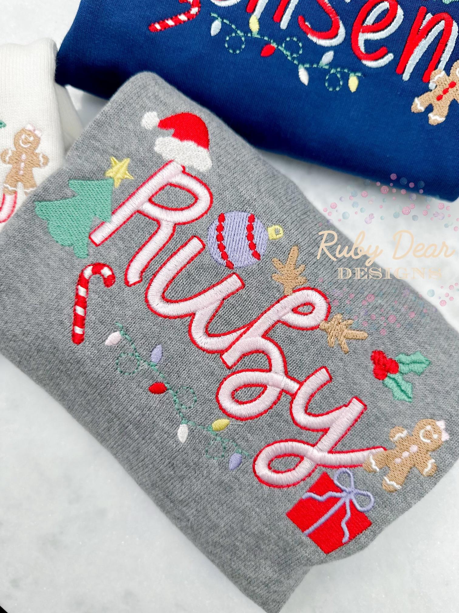 Build Your Own Christmas Minis Bundle of 10 Designs Satin Fill and Bean Stitch Machine Embroidery Design *Font is NOT included!*