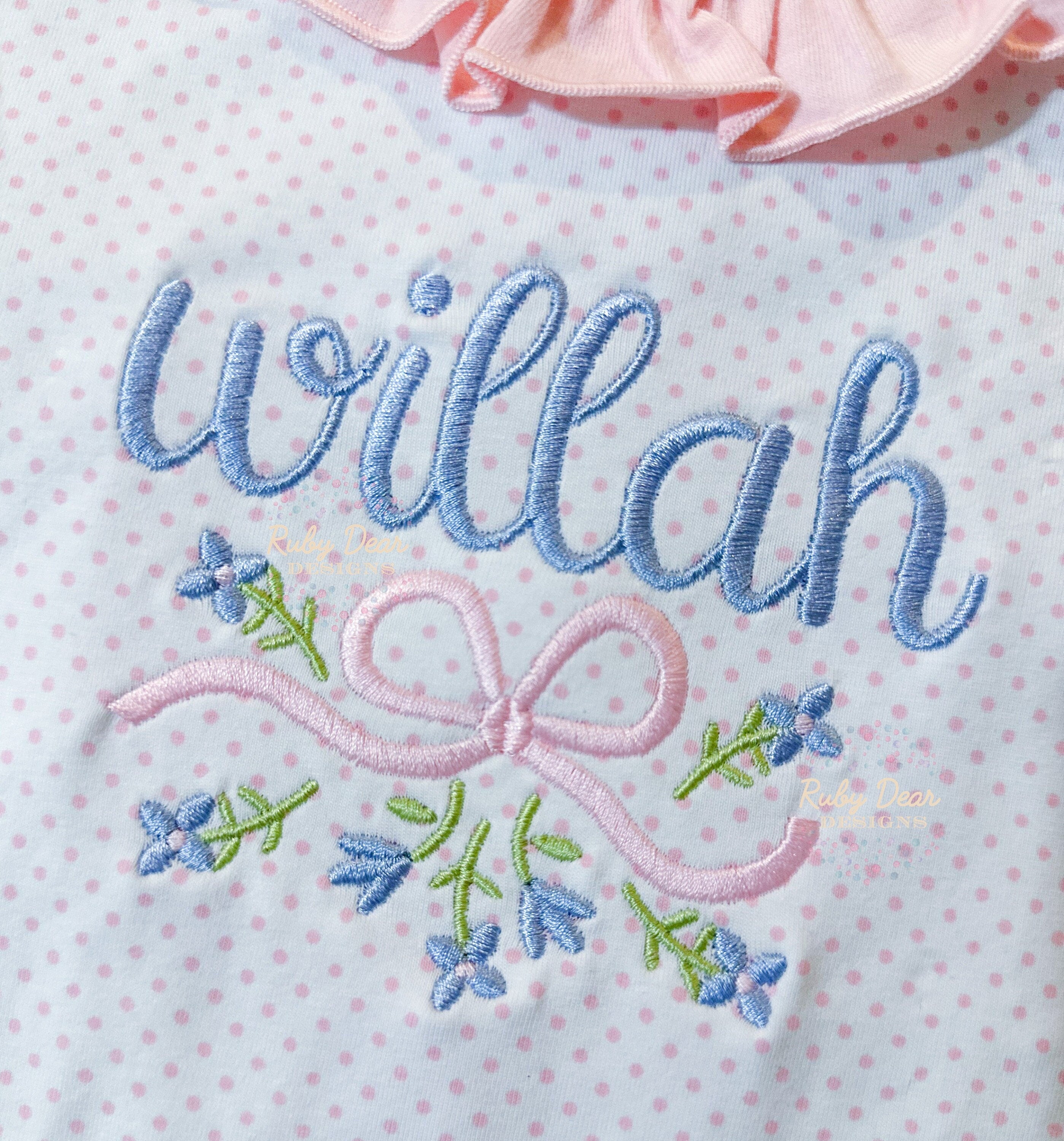 Grand Floral Bow Satin Stitch Machine Embroidery Design