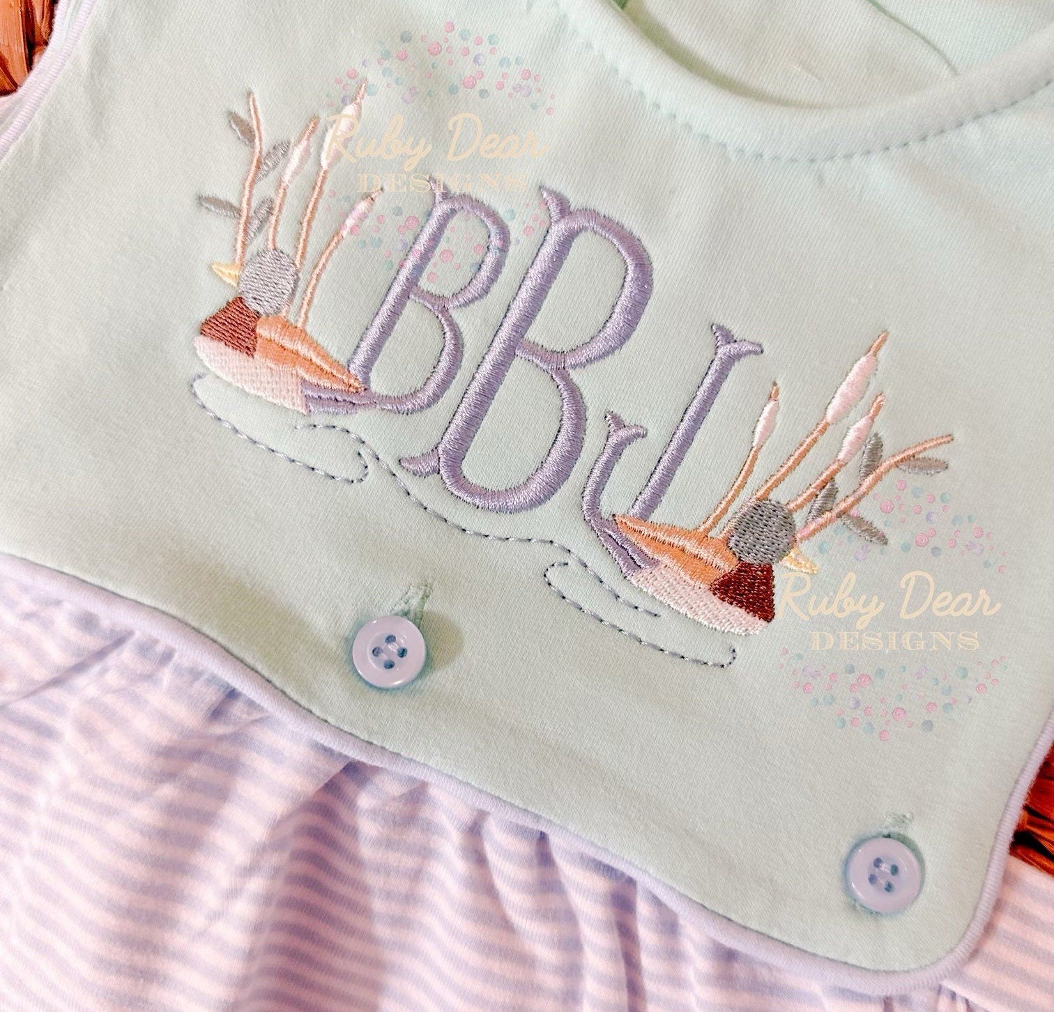Mallards in Water Monogram Frame Fill and Satin Stitch Machine Embroidery Design