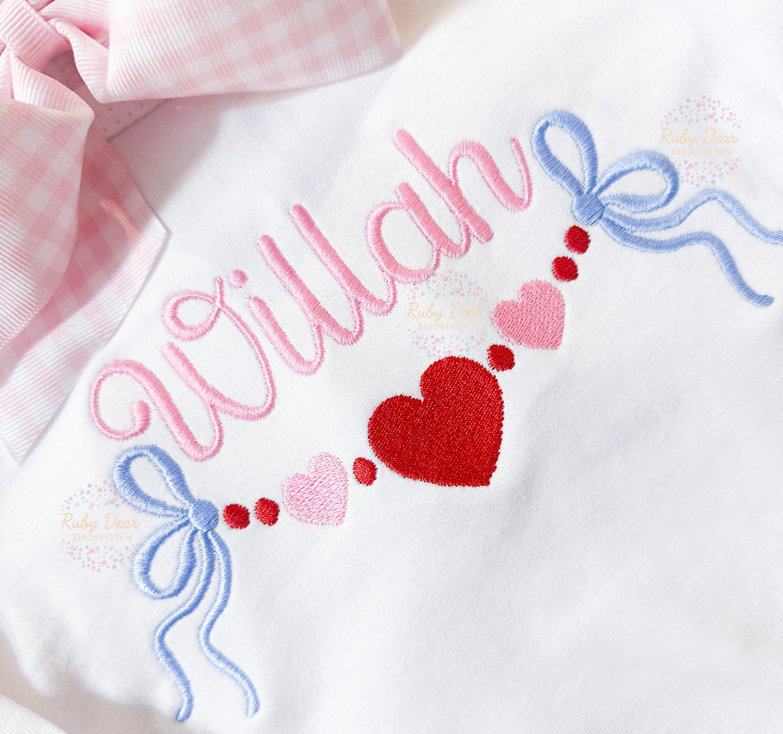 Love and Bows Frame Machine Embroidery Design