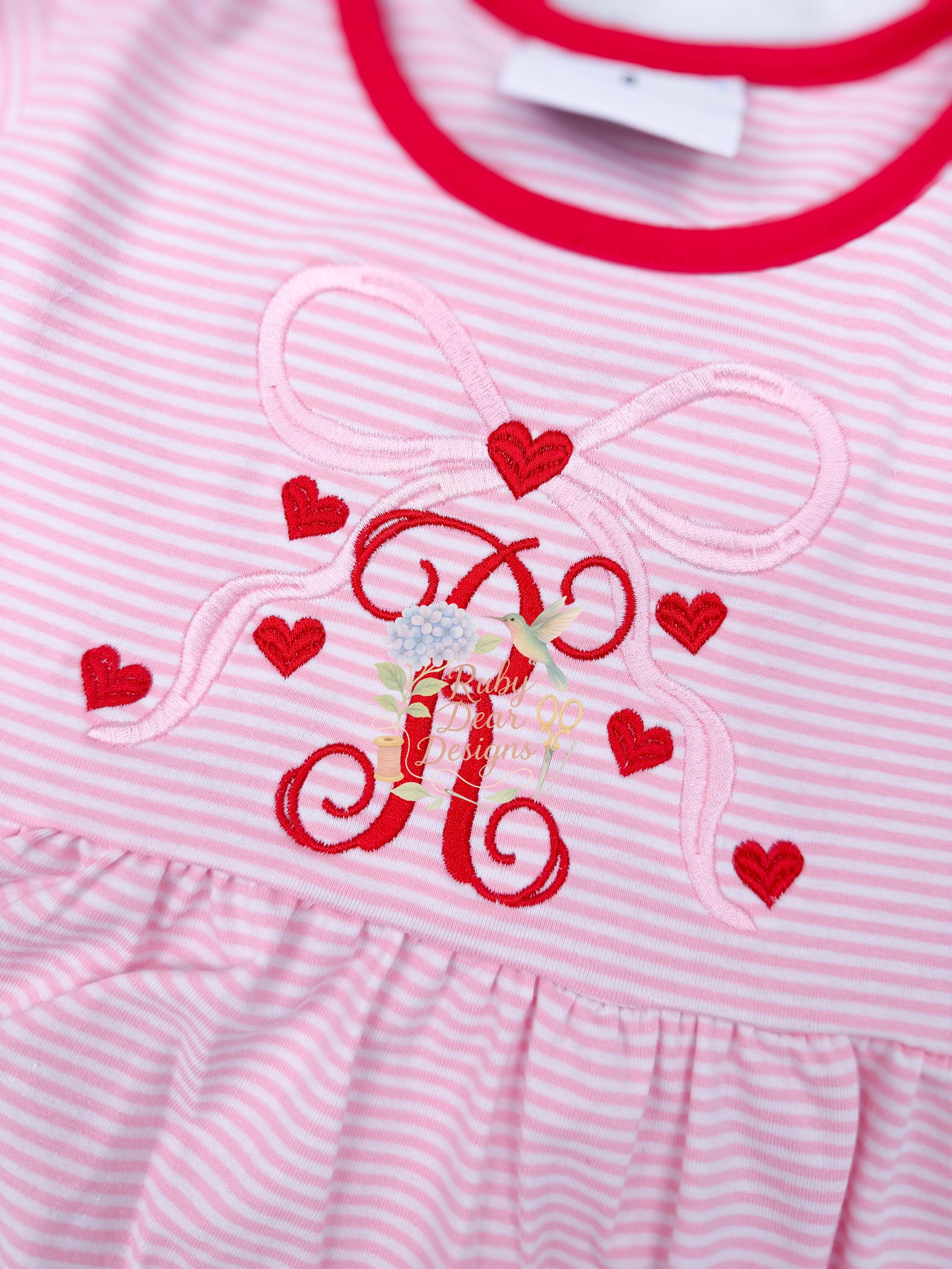 Valentines Long Flowy Bow Satin Stitch Machine Embroidery Design