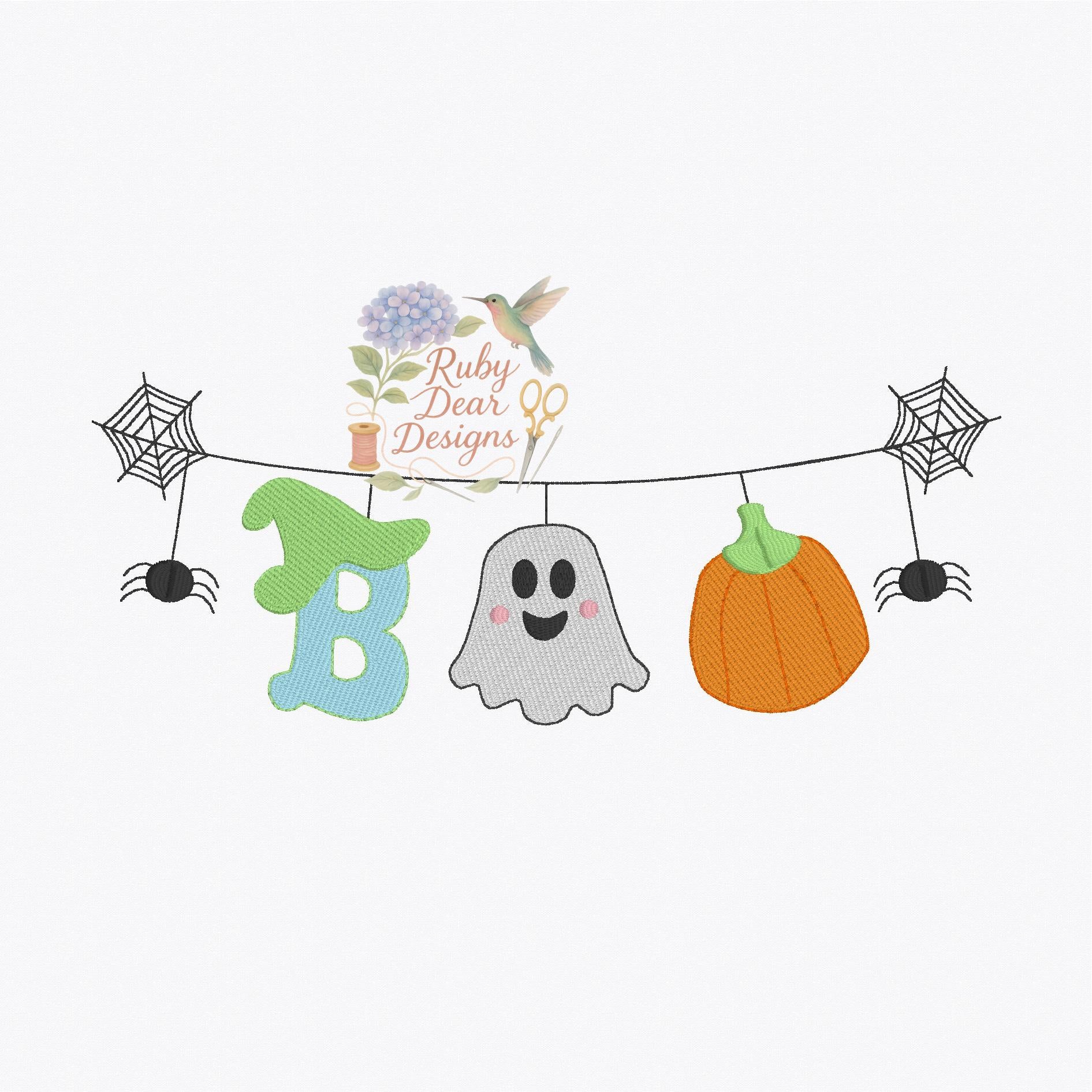 Halloween BOO Boy Swag Fill Satin and Bean Stitch Machine Embroidery Design