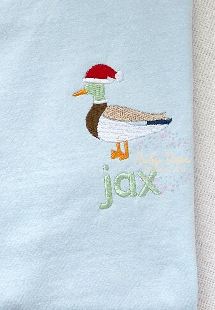 Mallard Santa Mini Satin and Fill Stitch Machine Embroidery Design