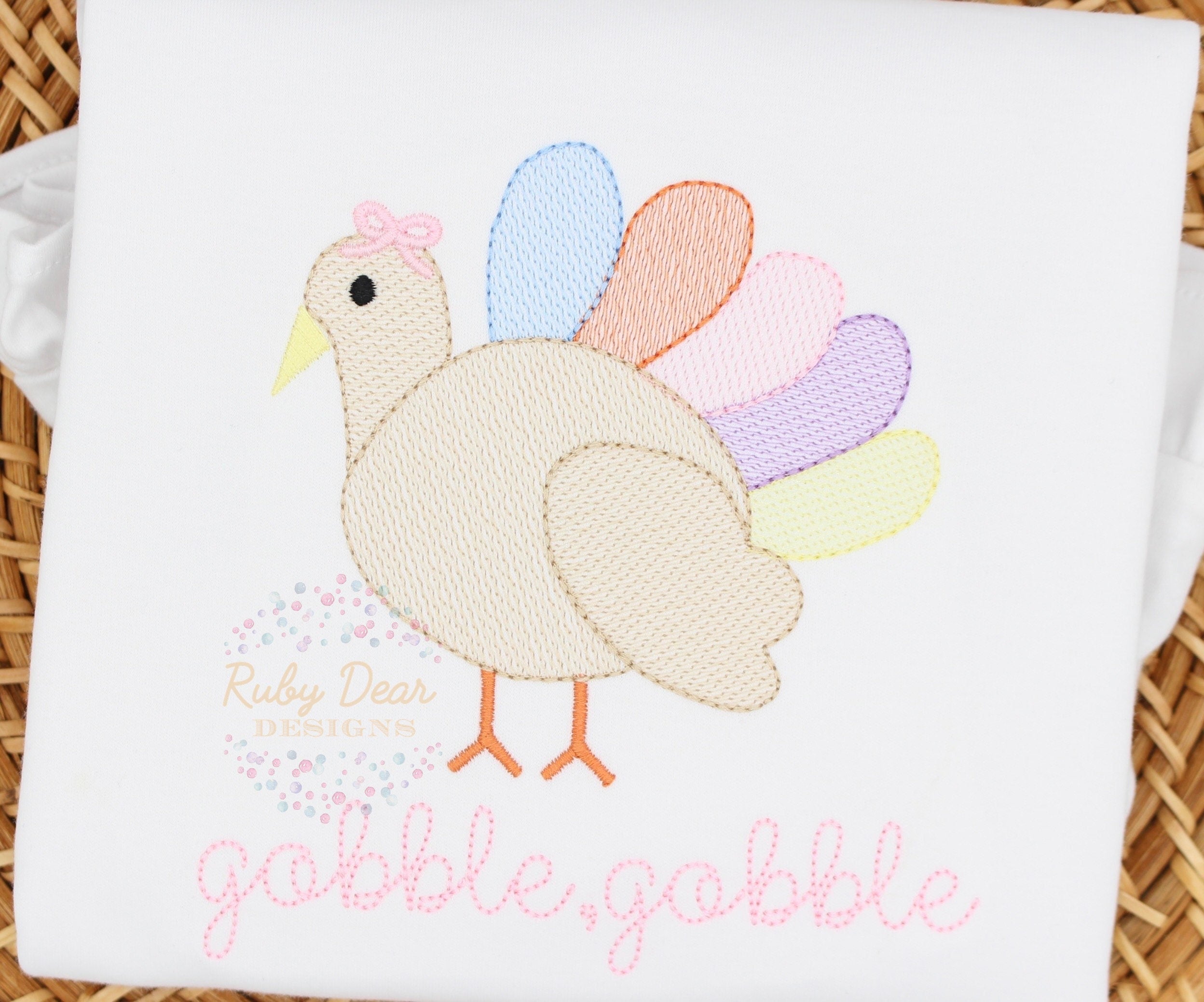 Turkey Girl Sketch Stitch Machine Embroidery Design
