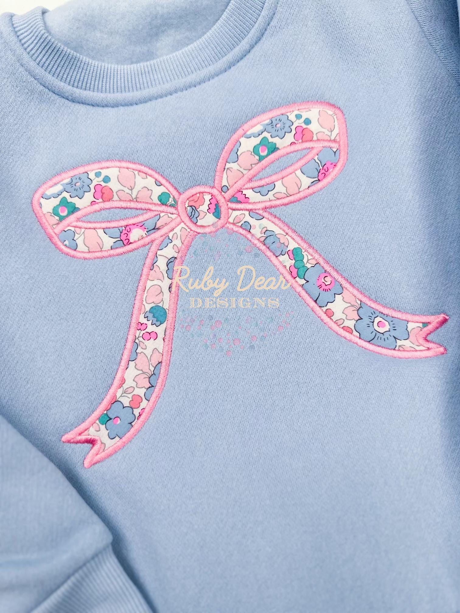 Bow Girly Applique Satin Stitch Machine Embroidery Design