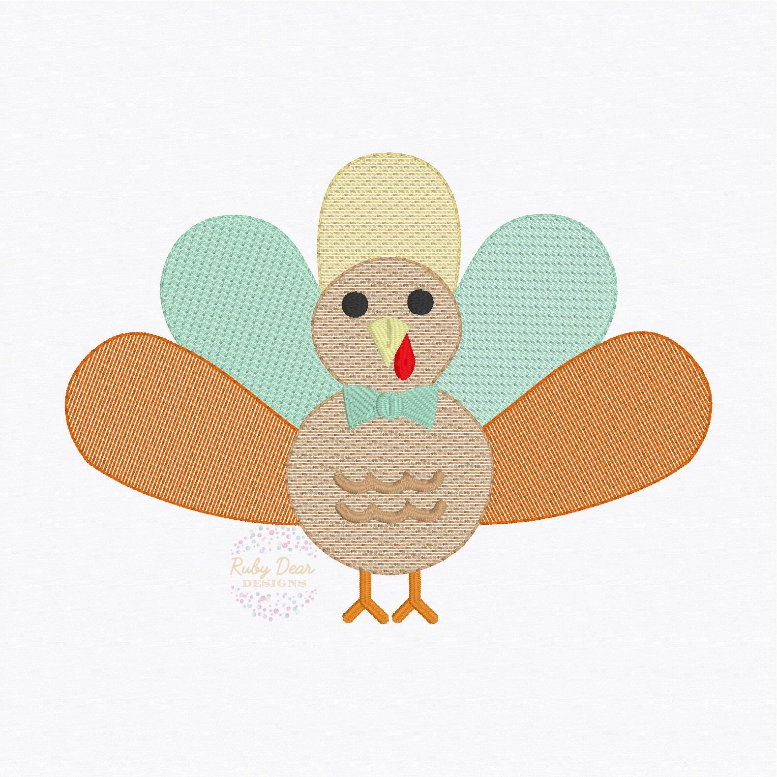Turkey Boy Sketch Stitch Machine Embroidery Design