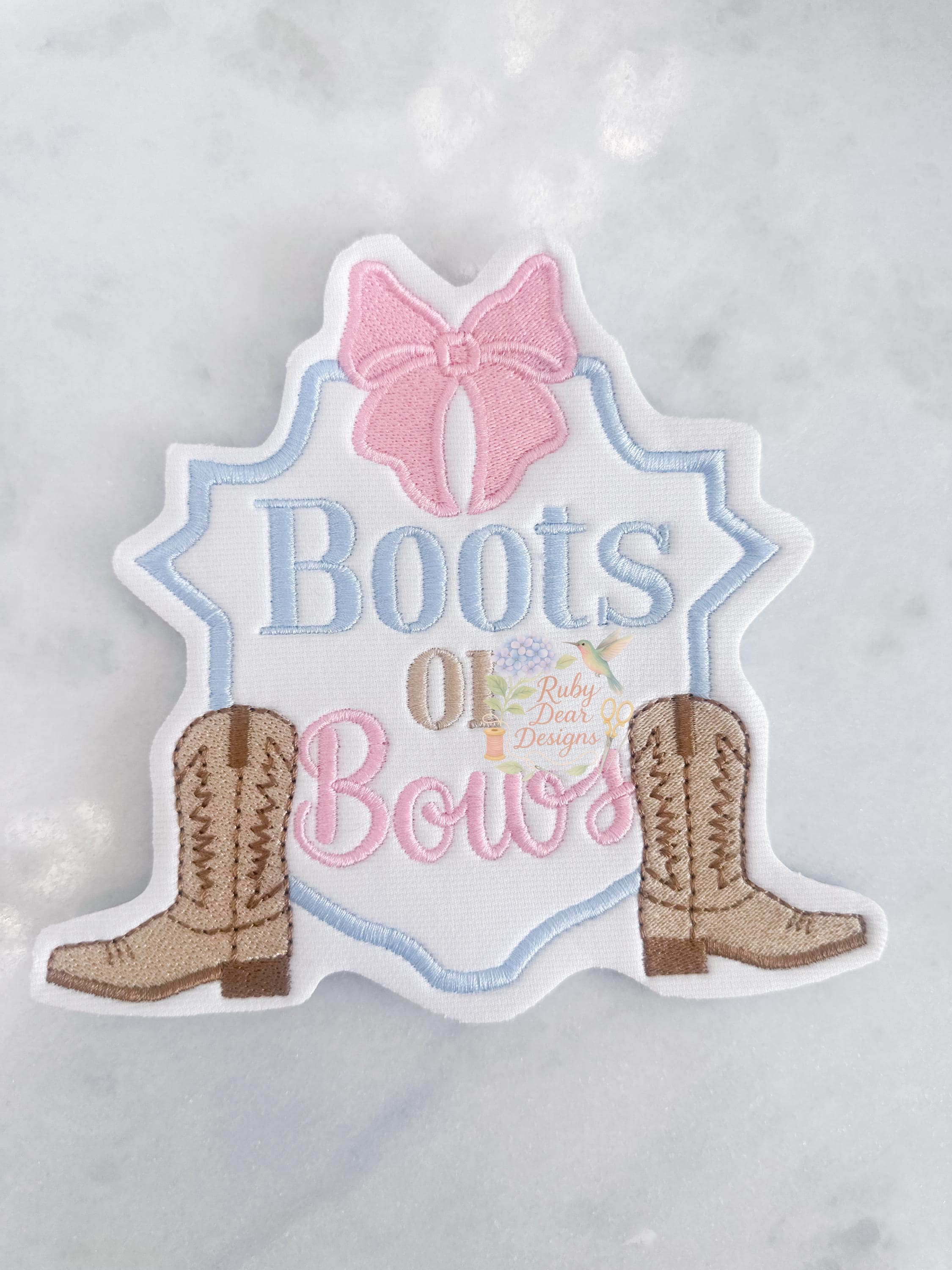 Boots or Bow Gender Reveal Crest Fill and Satin Stitch Machine Embroidery Design *Fonts not included*