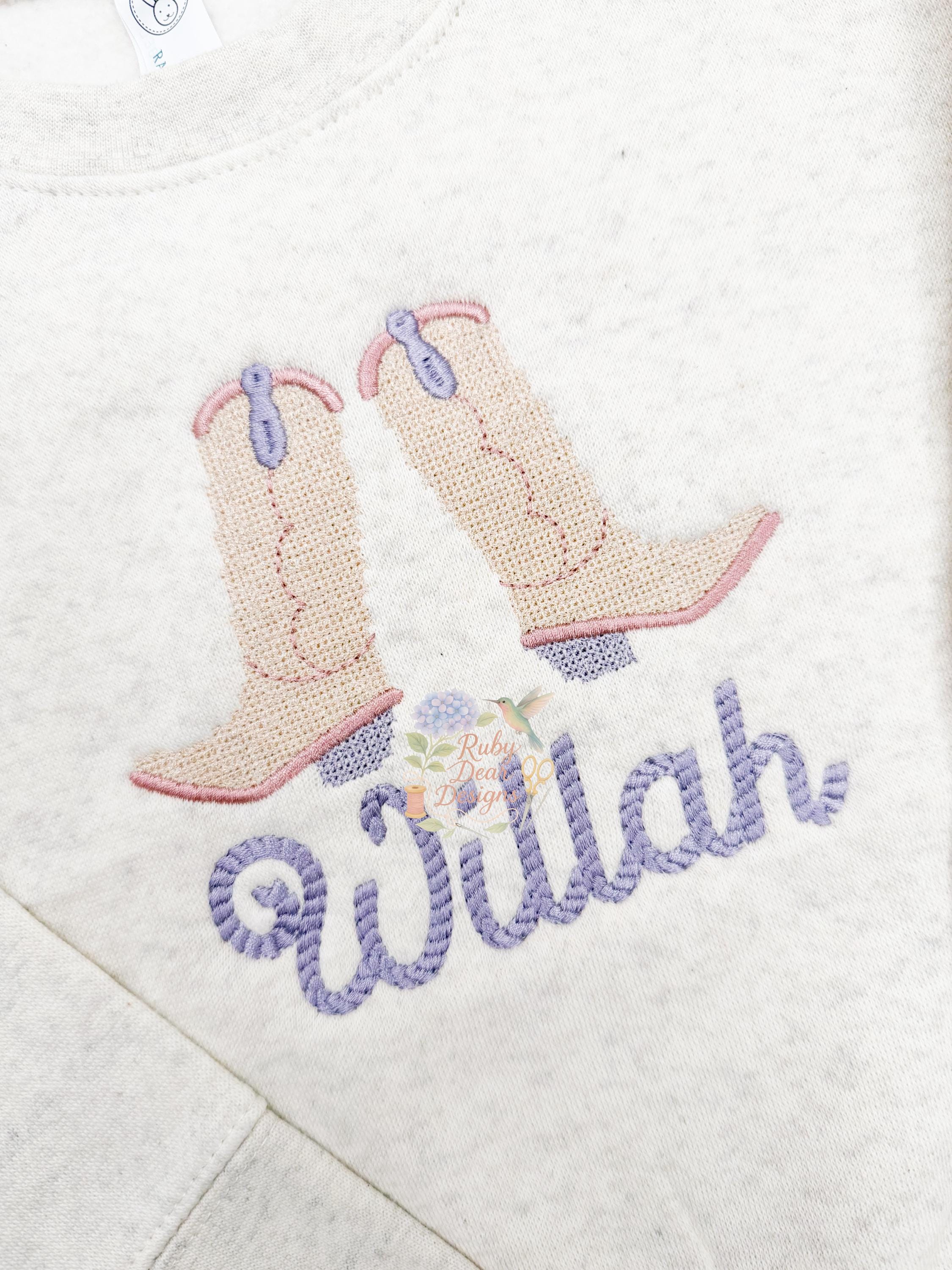Cowgirl Boots Western Cross Stitch Machine Embroidery Design