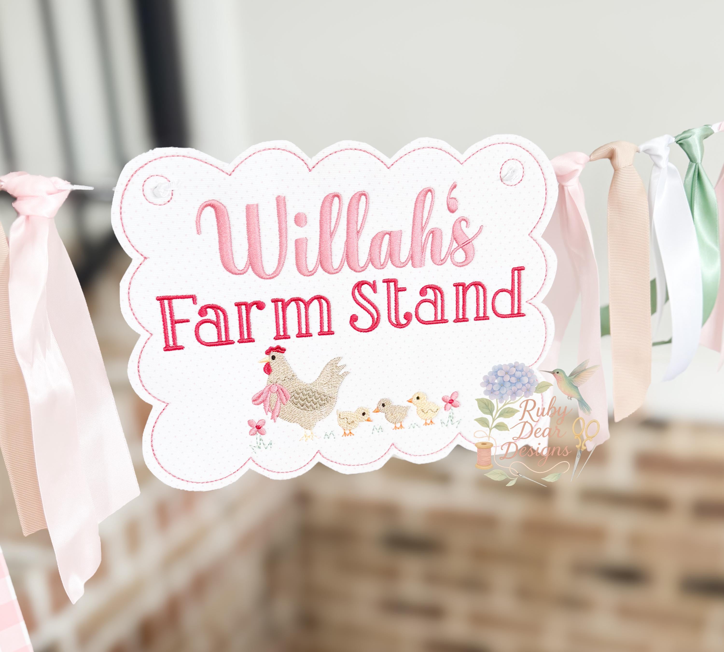 Scallop Banner Rectangle Frame In The Hoop with Holes Bean Stitch Machine Embroidery Design