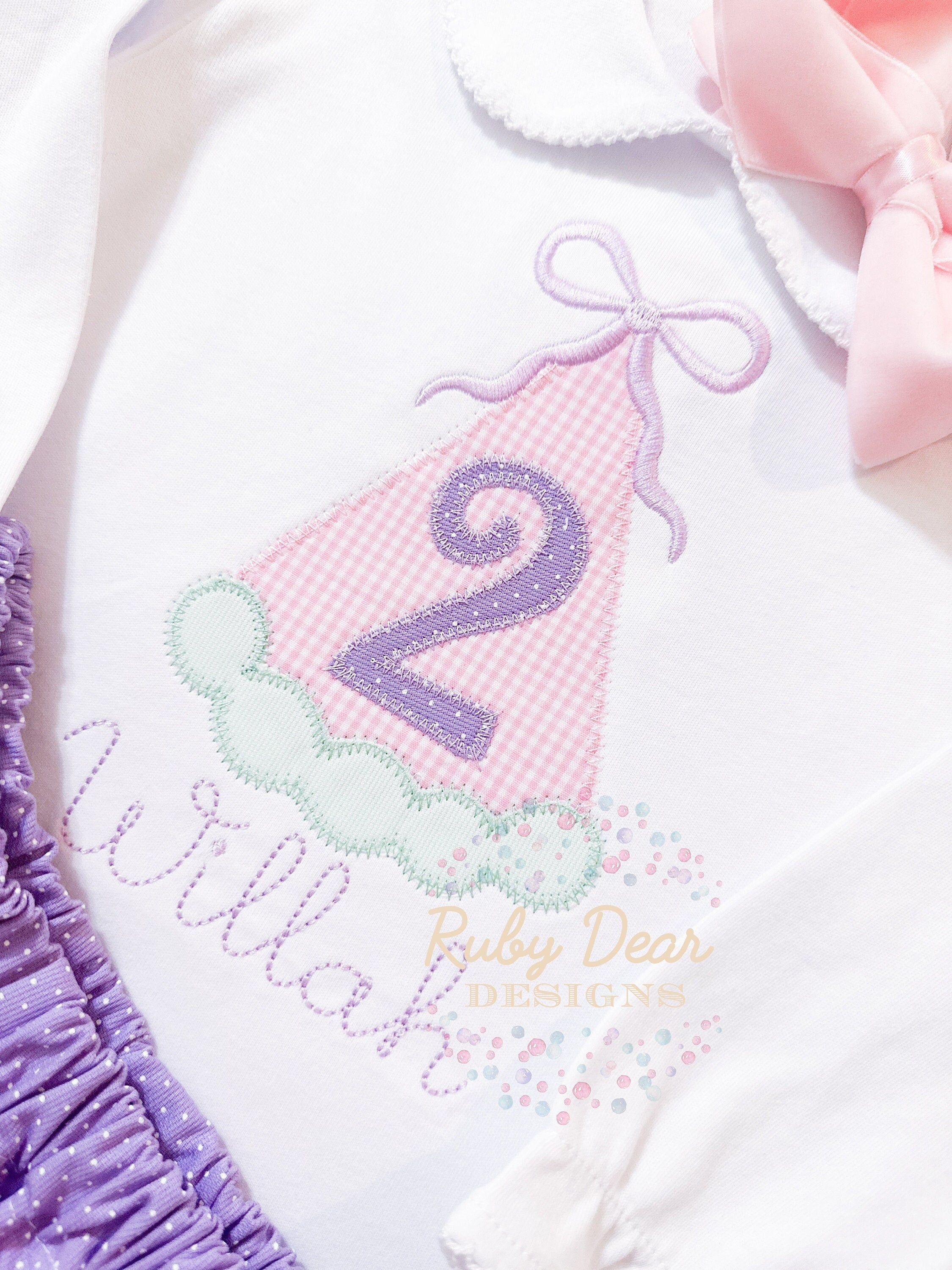 Bow Birthday Hat Appliqué Stitch Machine Embroidery Design *appliqué number not included*