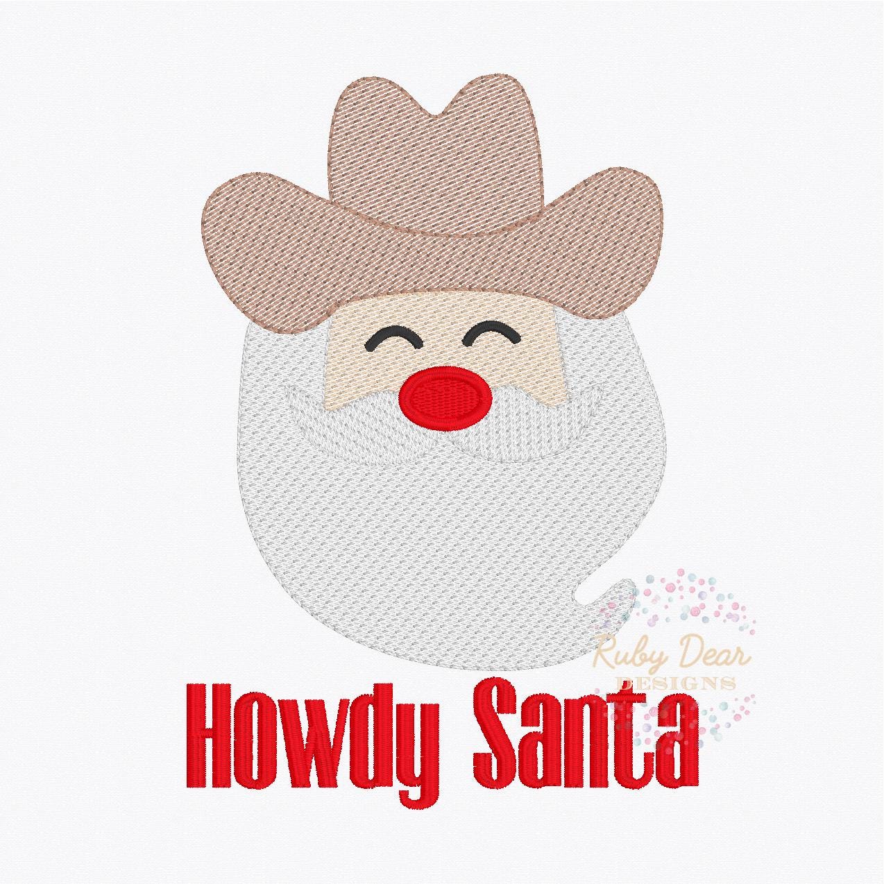 Cowboy Western Santa Sketch Fill Stitch Machine Embroidery Design