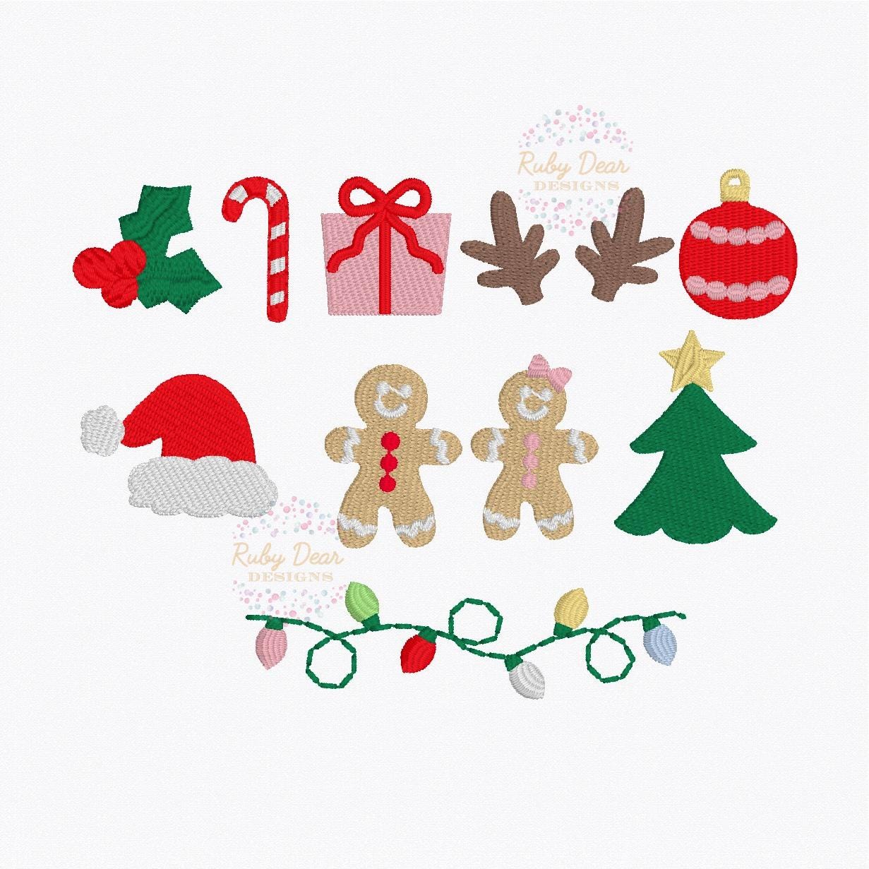Build Your Own Christmas Minis Bundle of 10 Designs Satin Fill and Bean Stitch Machine Embroidery Design *Font is NOT included!*