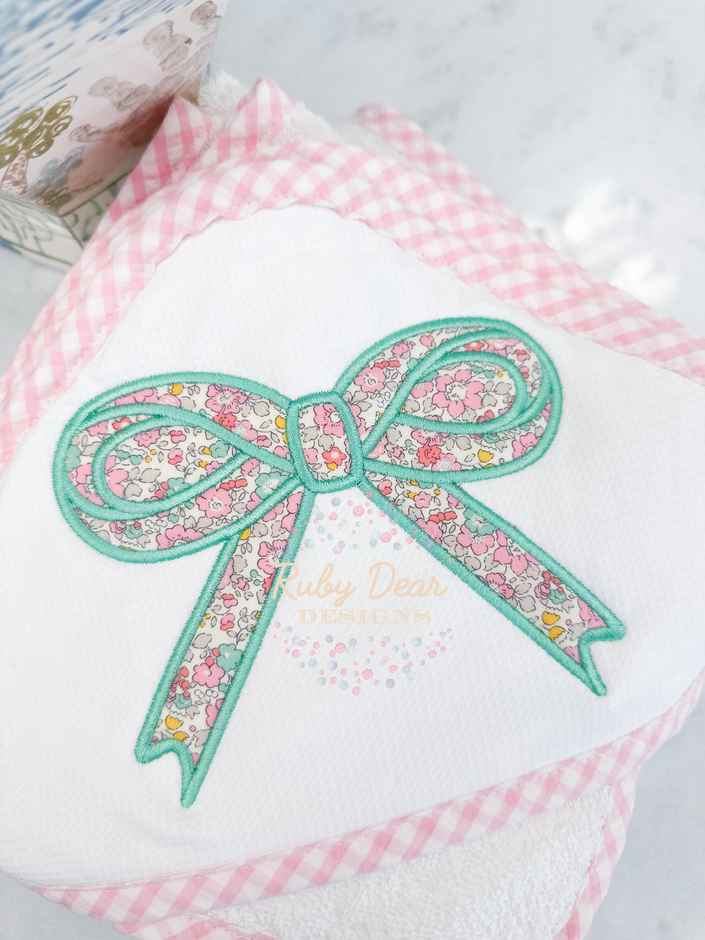Preppy Bow Girly Applique Satin Stitch Machine Embroidery Design