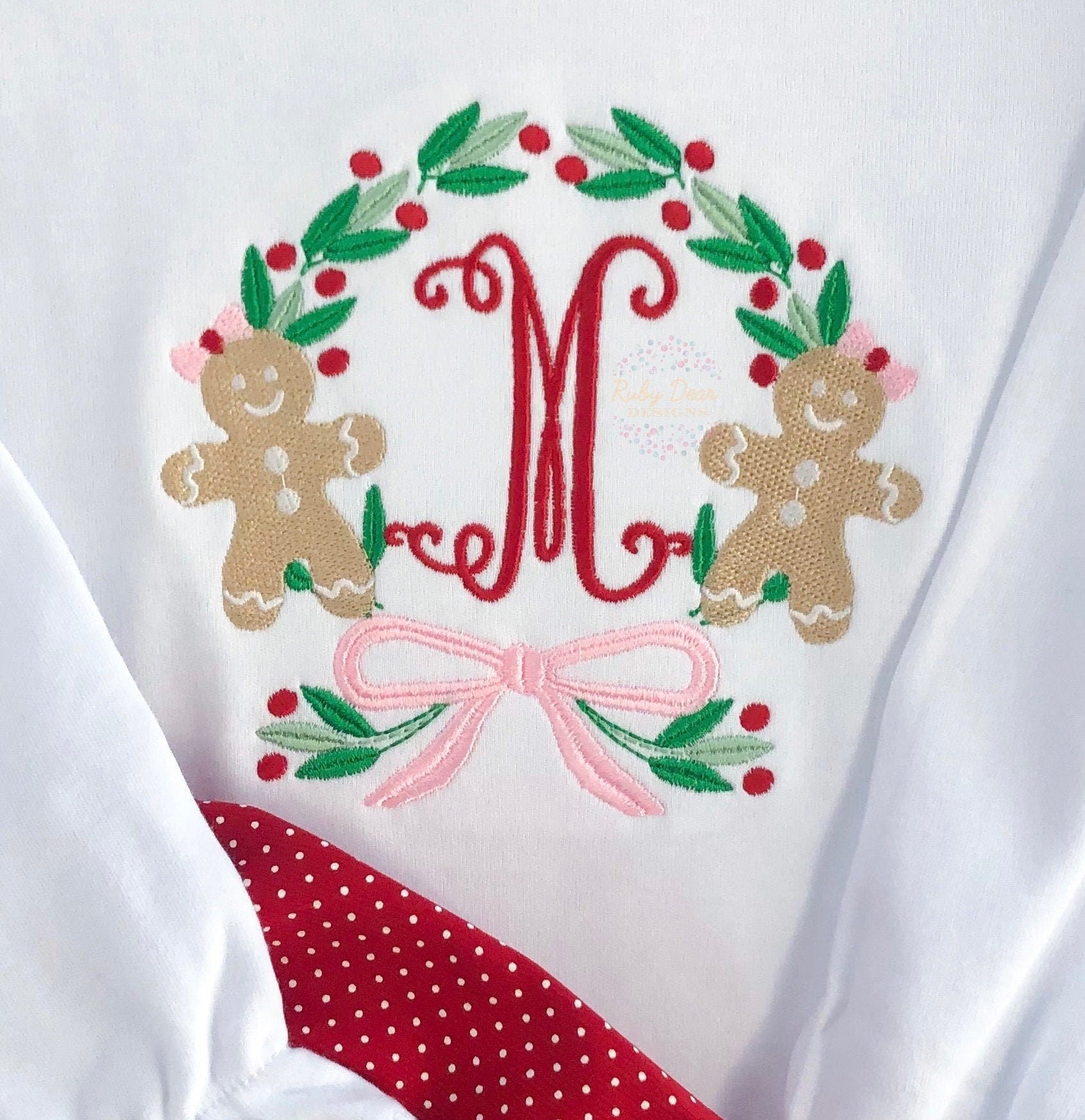 Gingerbread Girl Wreath Frame Satin and Fill Stitch Machine Embroidery Design