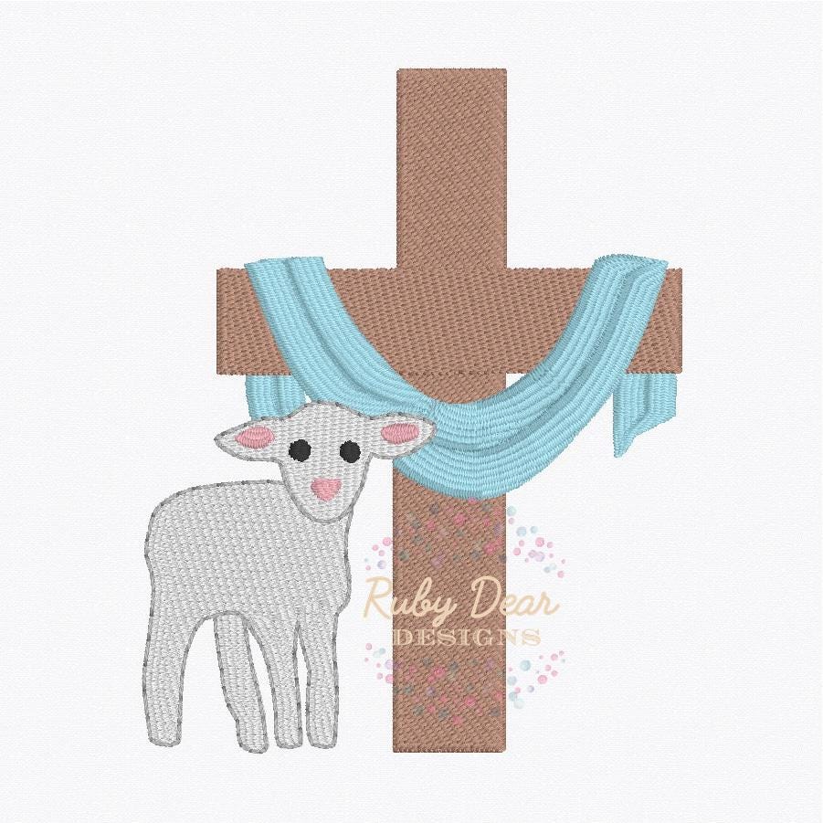 Easter Cross and Lamb Fill Stitch Machine Embroidery Design