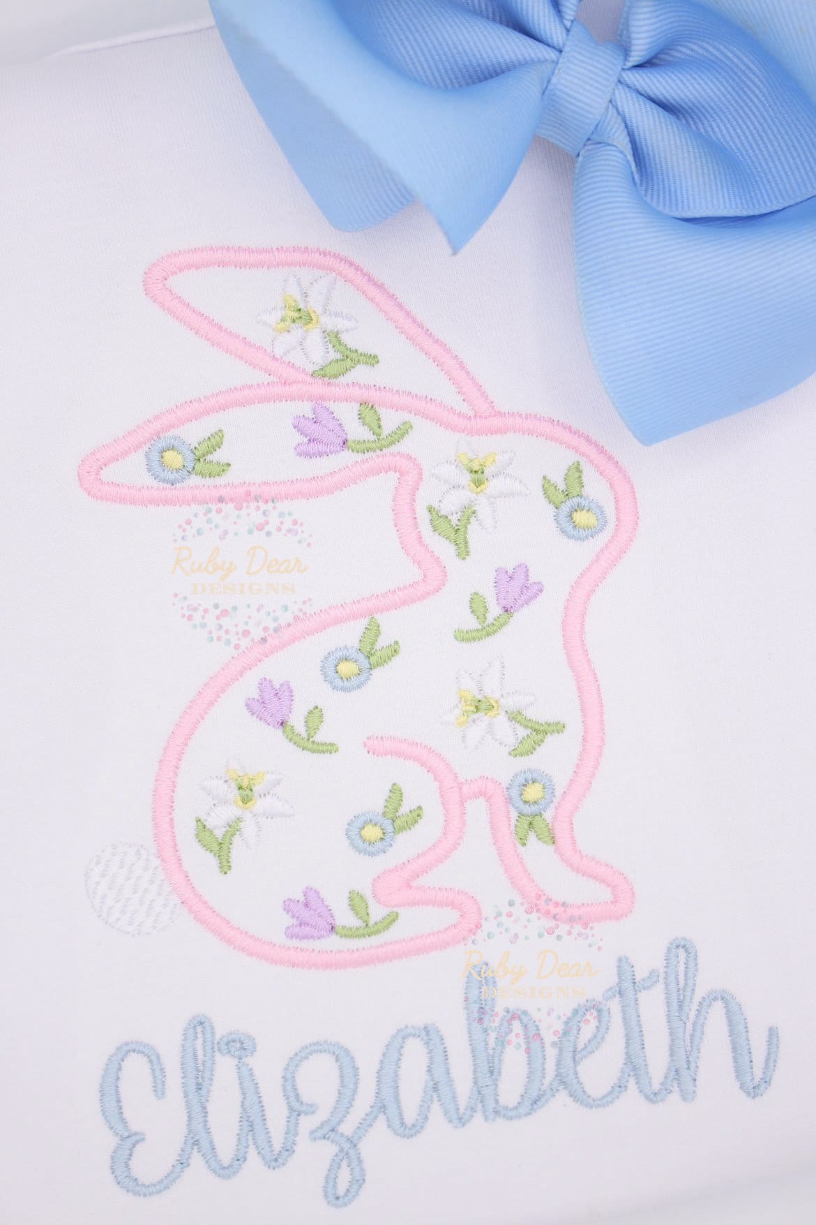 Easter Floral Bunny Satin Stitch Machine Embroidery Design