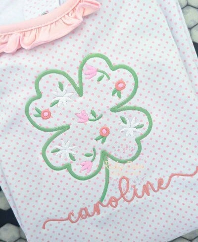 Clover Floral St Patricks Satin Stitch Machine Embroidery Design