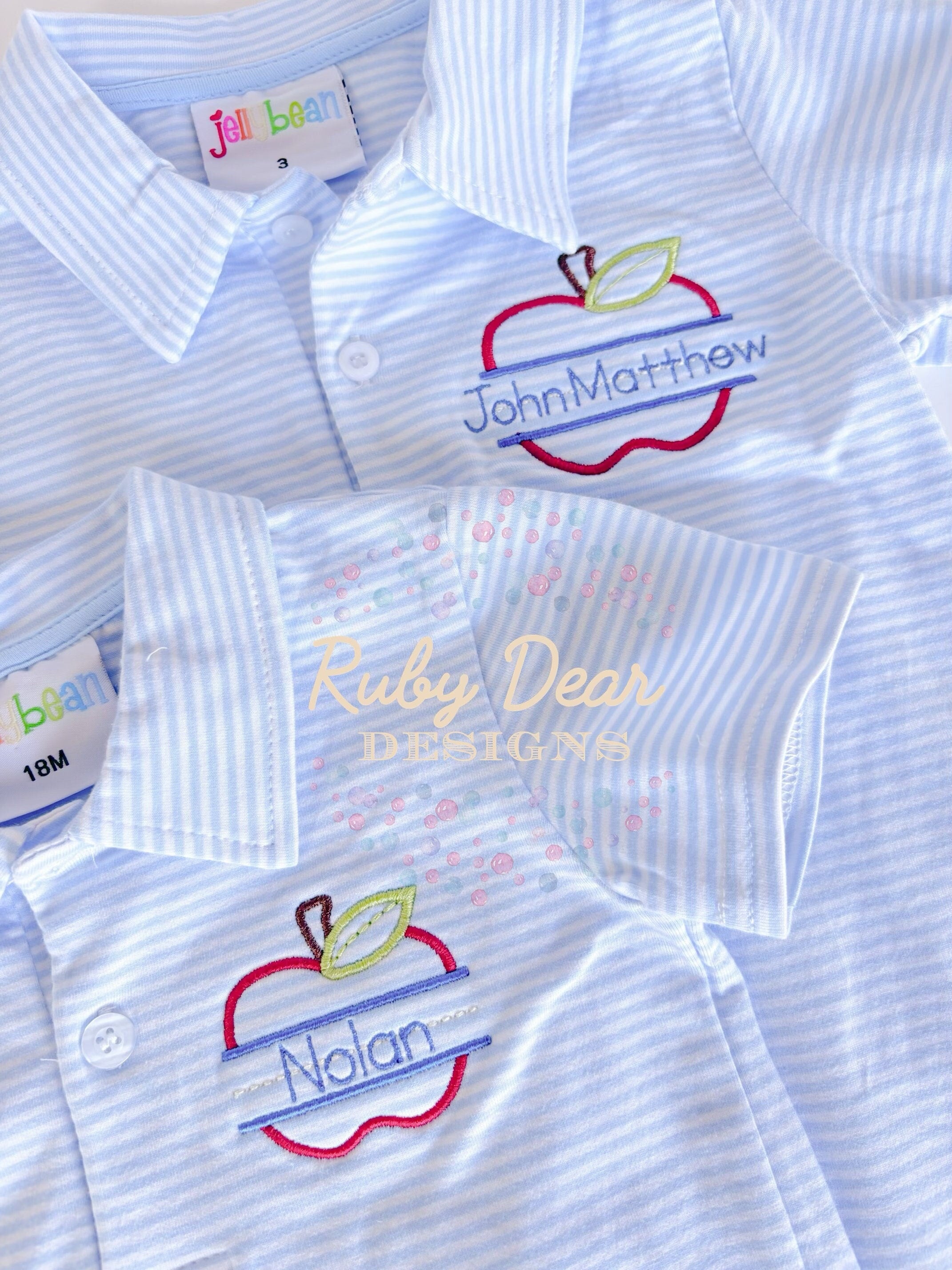 Apple Name Outline Satin and Bean Stitch Machine Embroidery Design