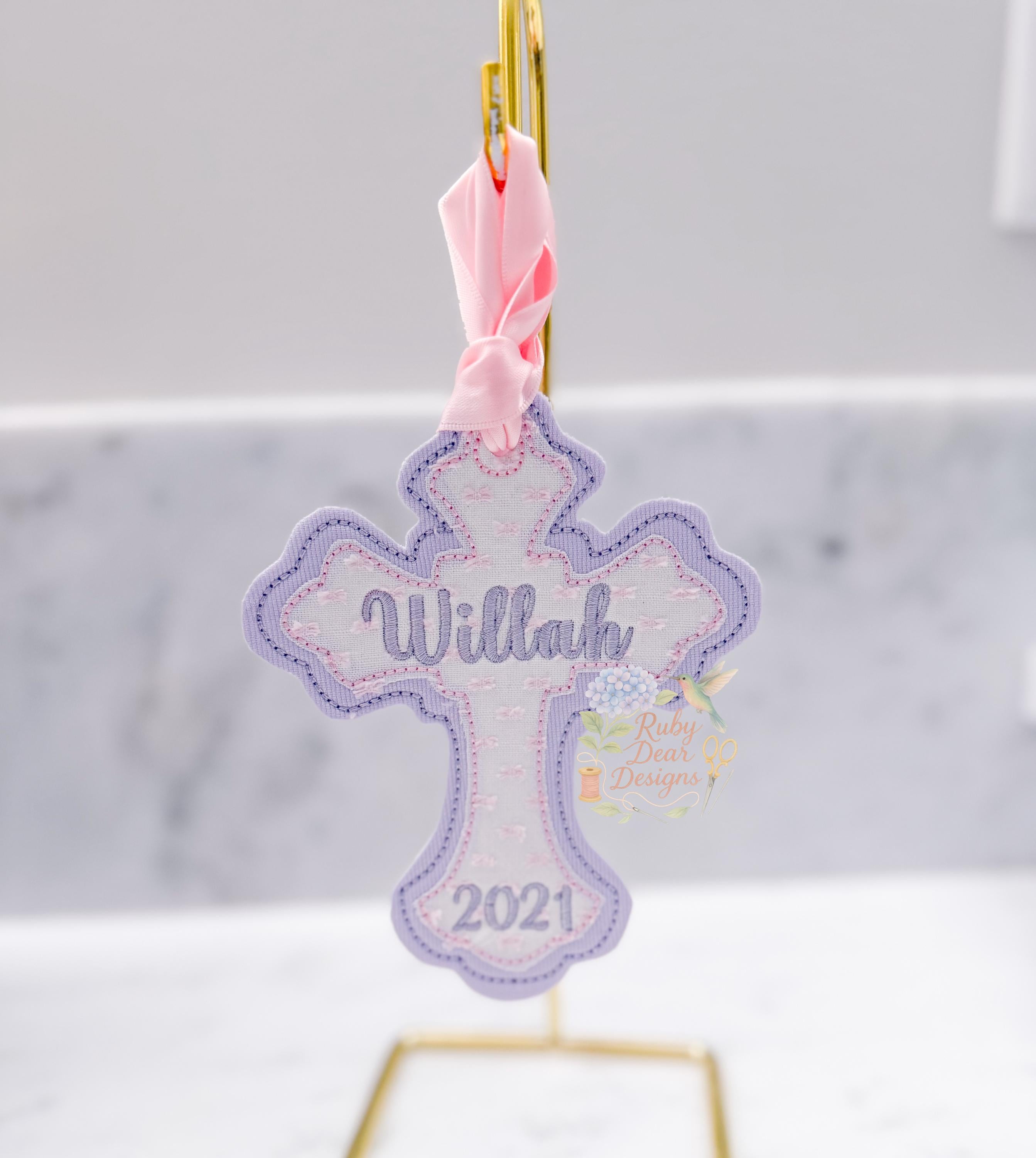 In The Hoop Cross Easter Tag Christmas Ornament Stitch Machine Embroidery Design