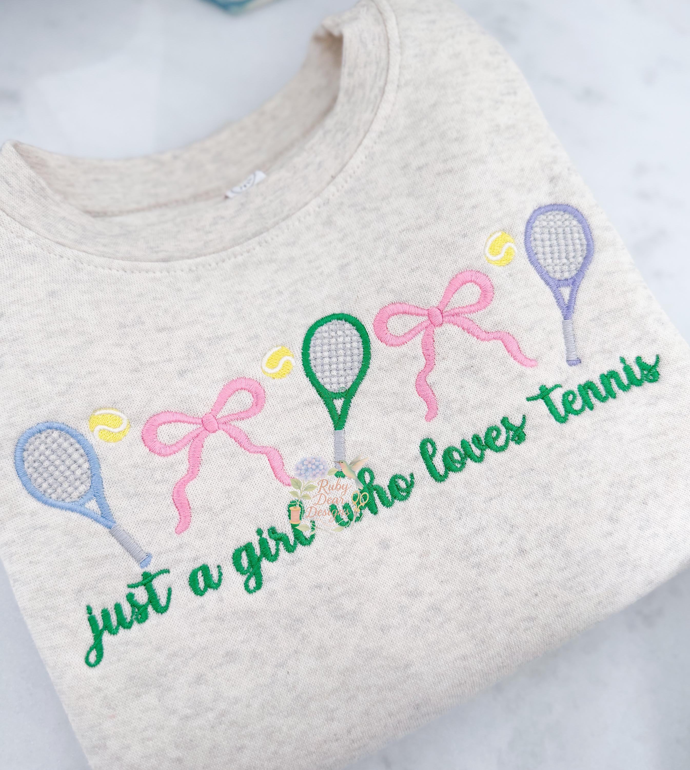 Tennis Rackets and Bow Row Satin Stitch Machine Embroidery Design