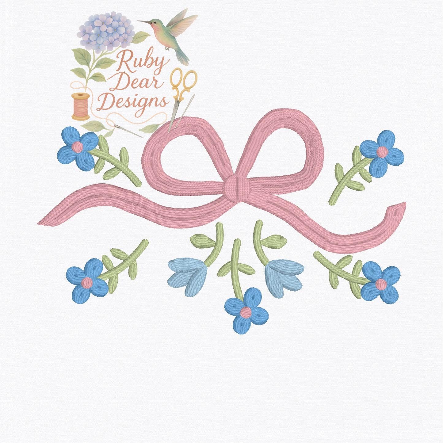 Grand Floral Bow Satin Stitch Machine Embroidery Design