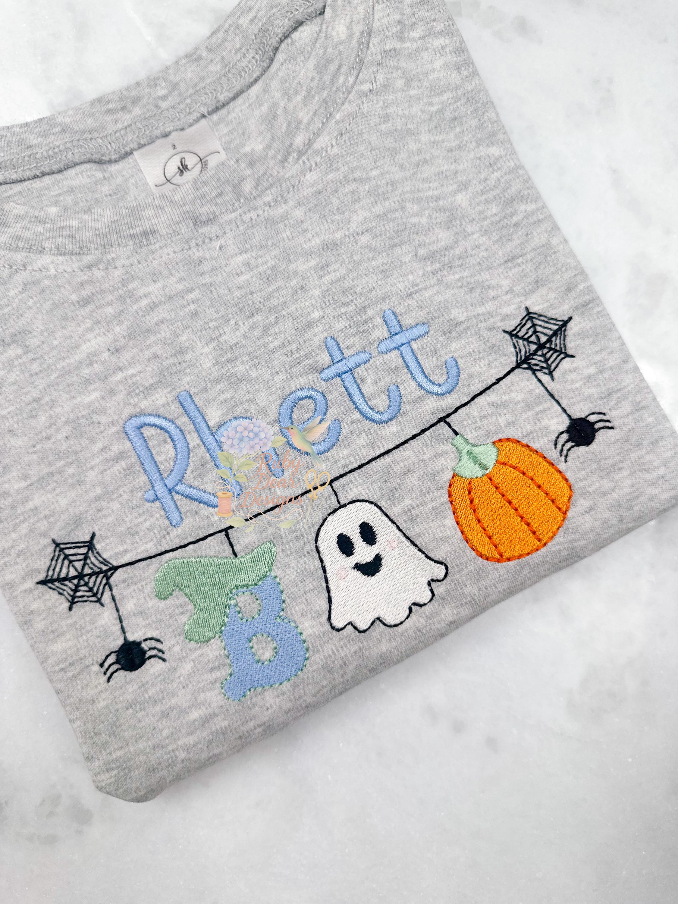 Halloween BOO Boy Swag Fill Satin and Bean Stitch Machine Embroidery Design