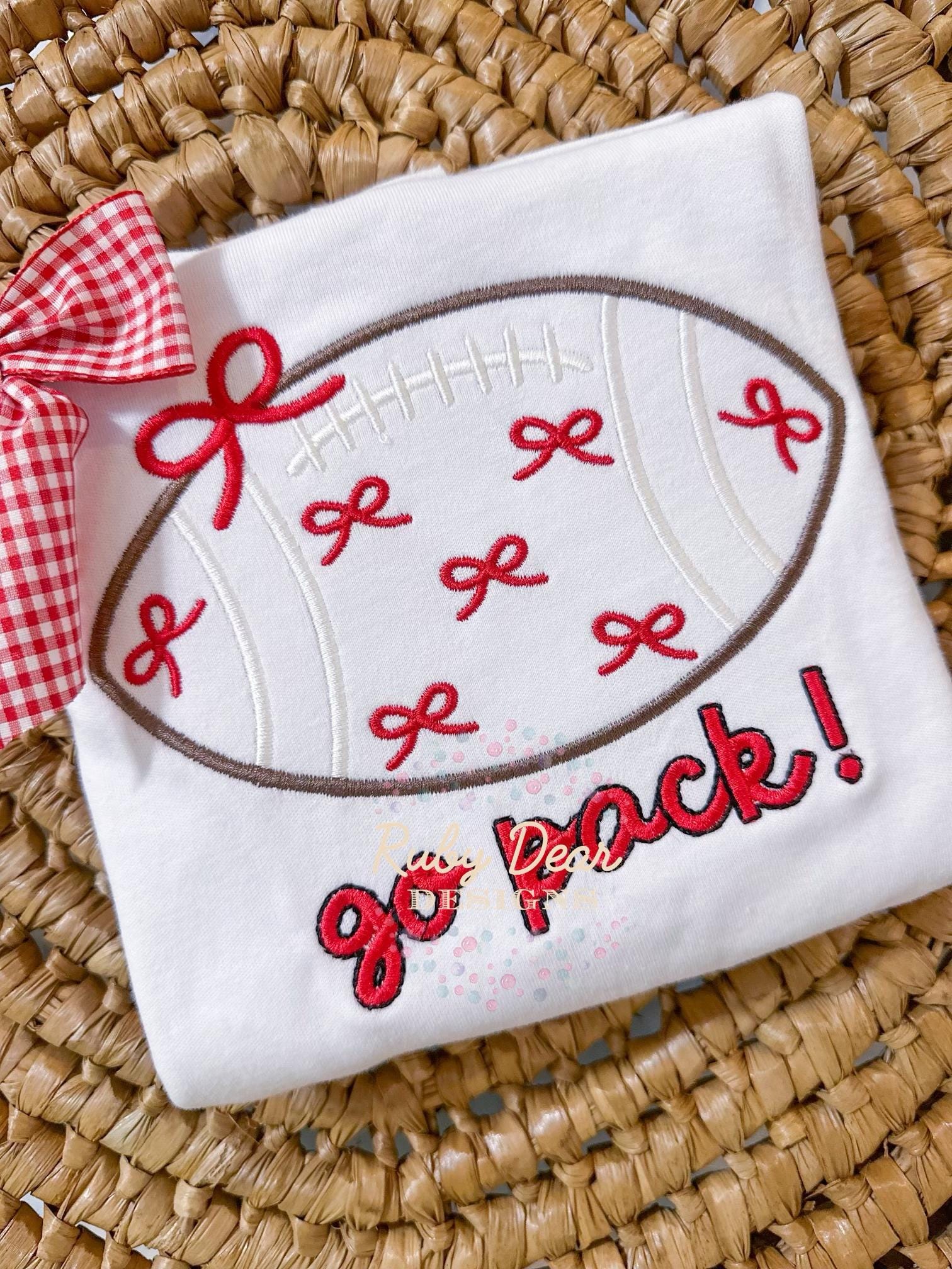 Football with Bows Satin Outline Machine Embroidery Design