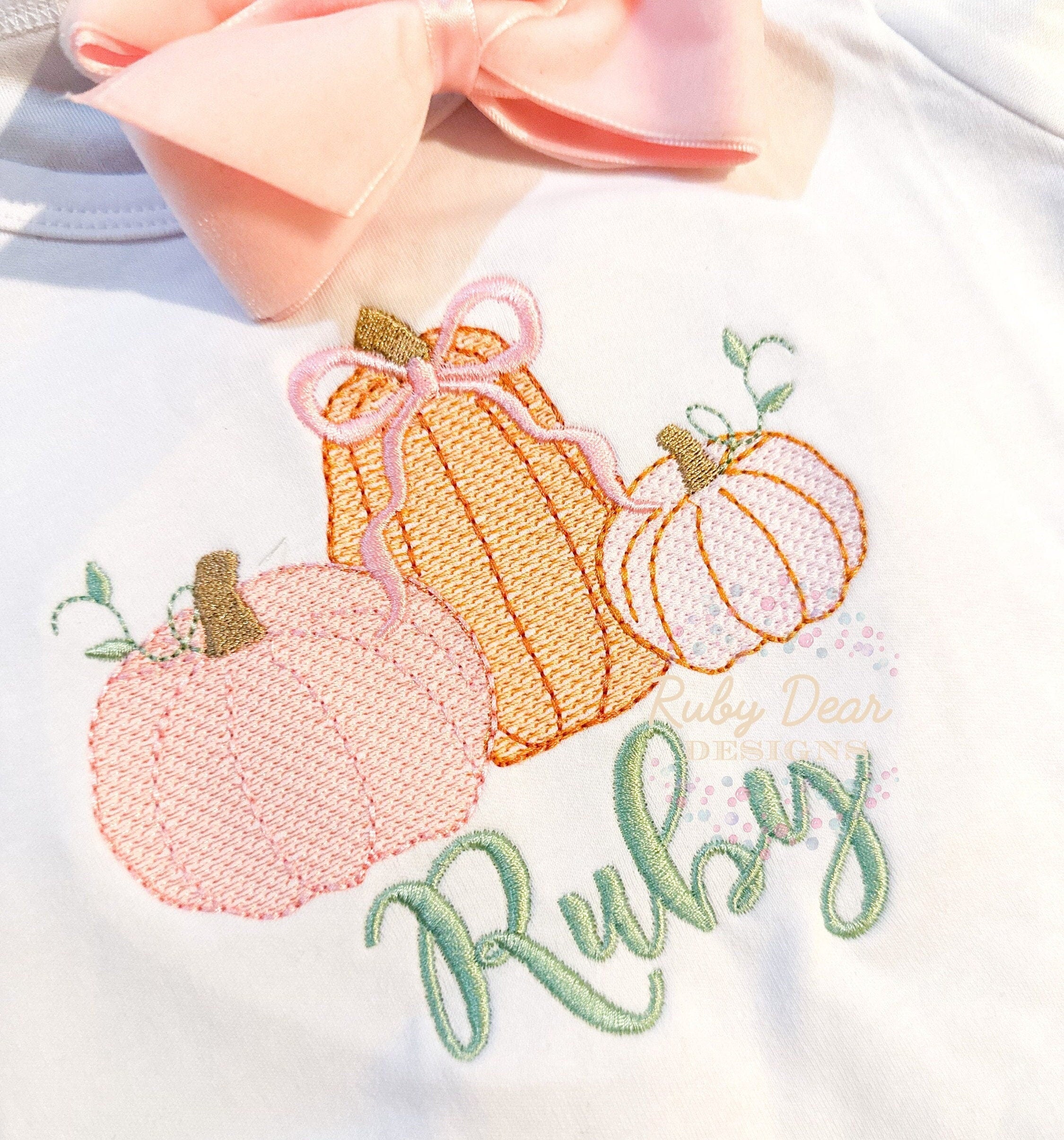 Pumpkins Girly Sketch Stitch Machine Embroidery Design