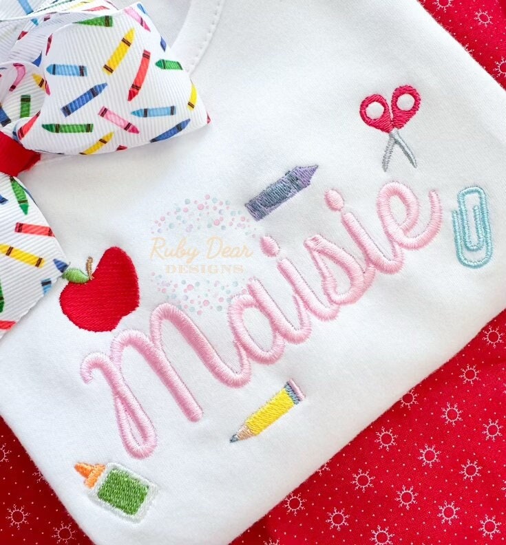 Build Your Own Back To School Minis Bundle of 6 Designs Fill Stitch Machine Embroidery Design