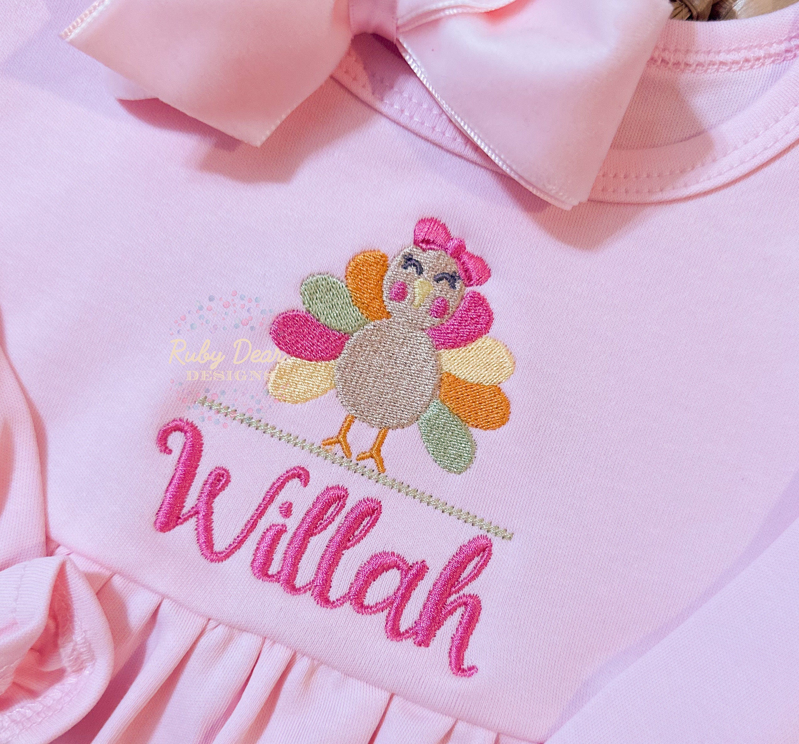 Turkey Girl Fancy Mini Fill and Satin Stitch Machine Embroidery Design