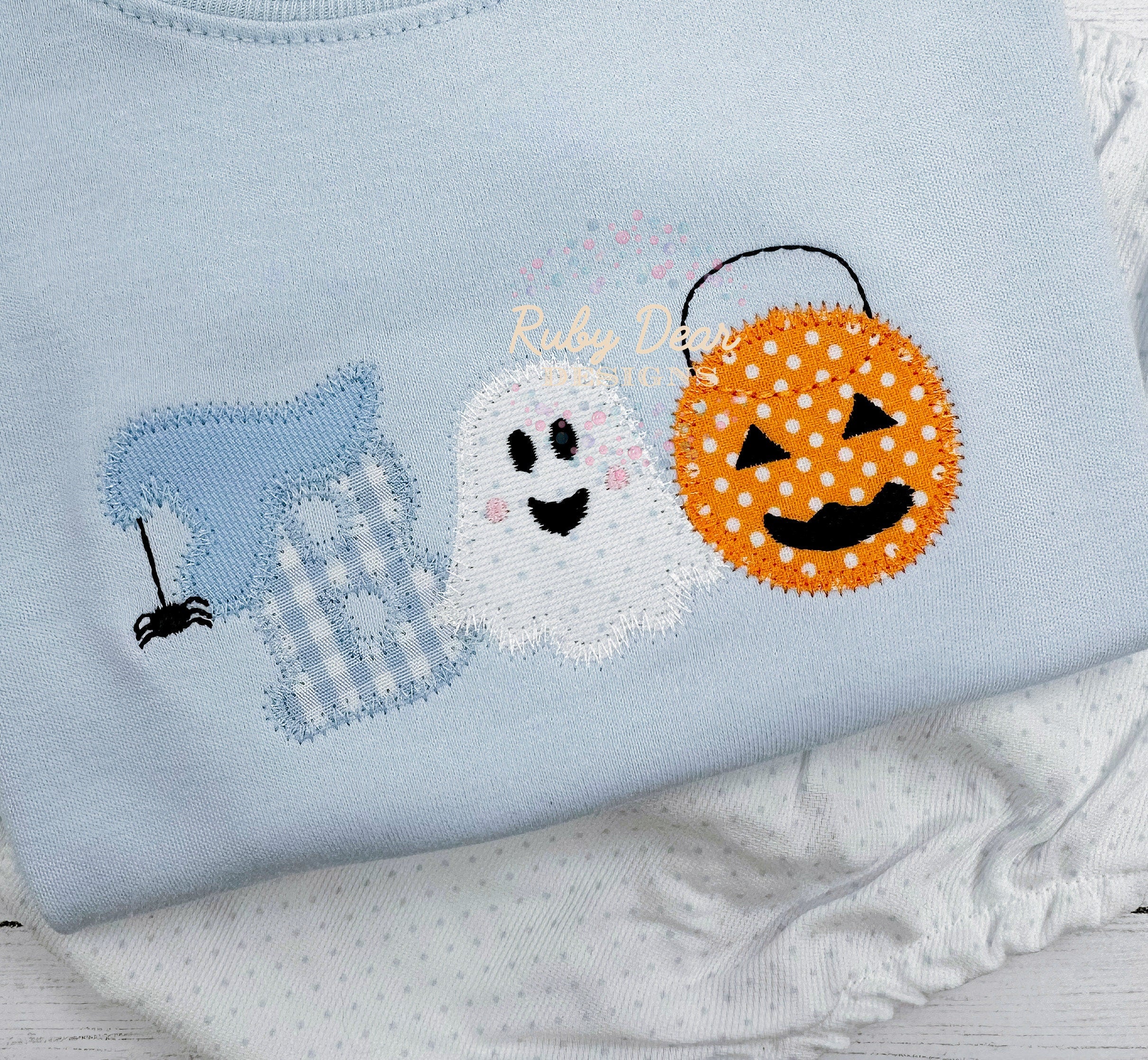 BOO Boy Applique Zig Zag Stitch Machine Embroidery Design