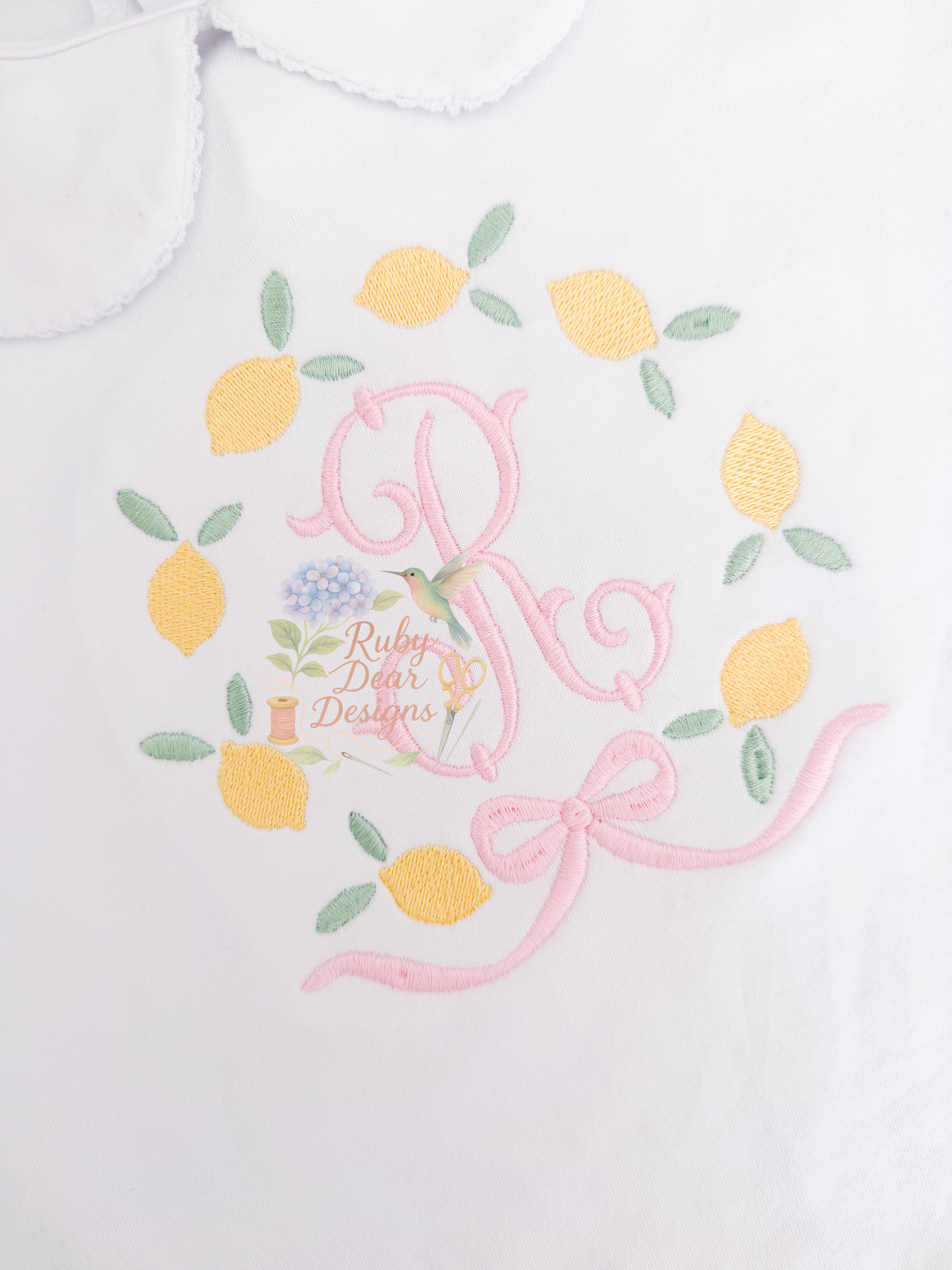 Lemon Bow Frame Machine Embroidery Design