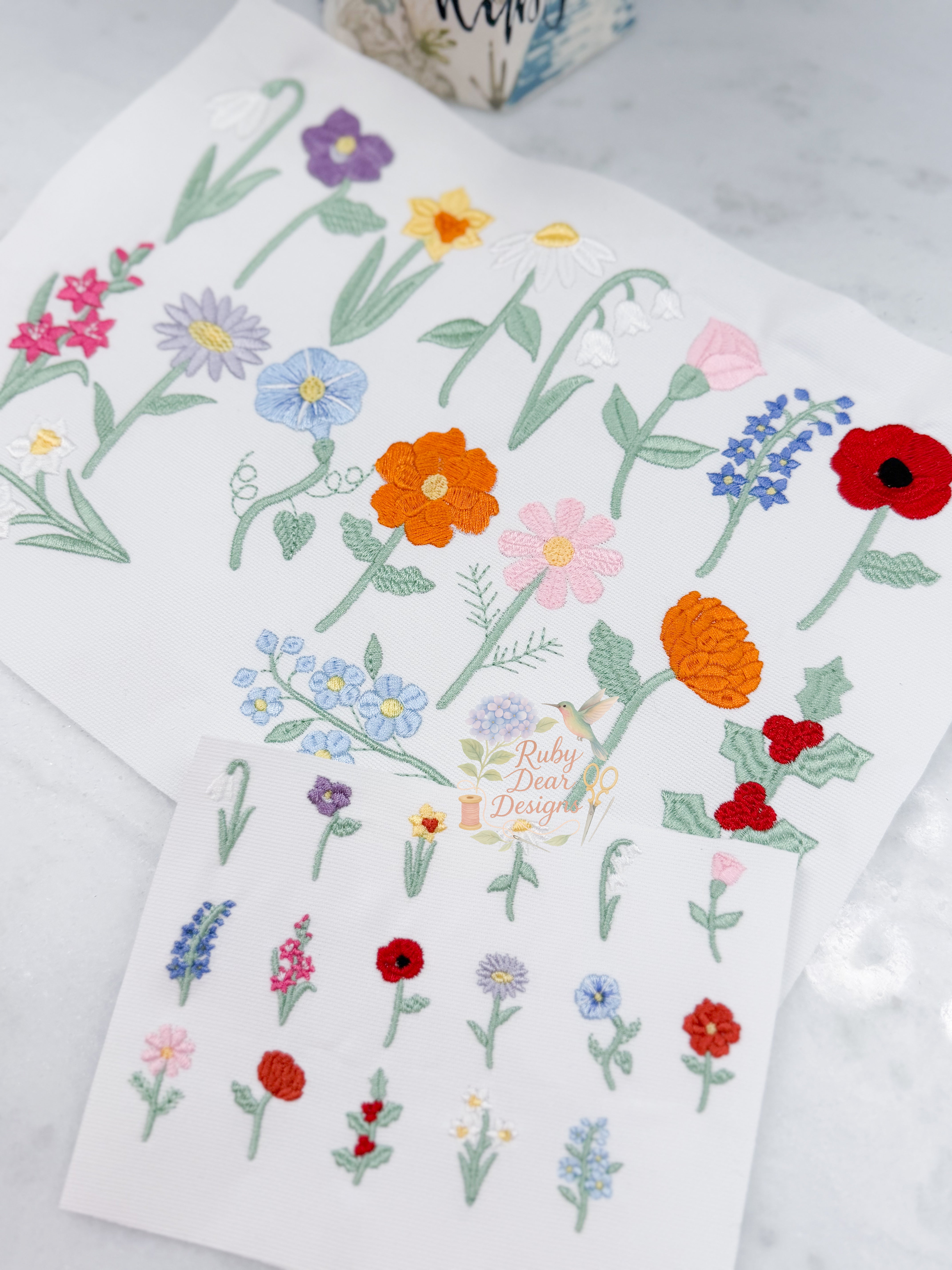 Birth Month Flower Bundle Machine Embroidery Design