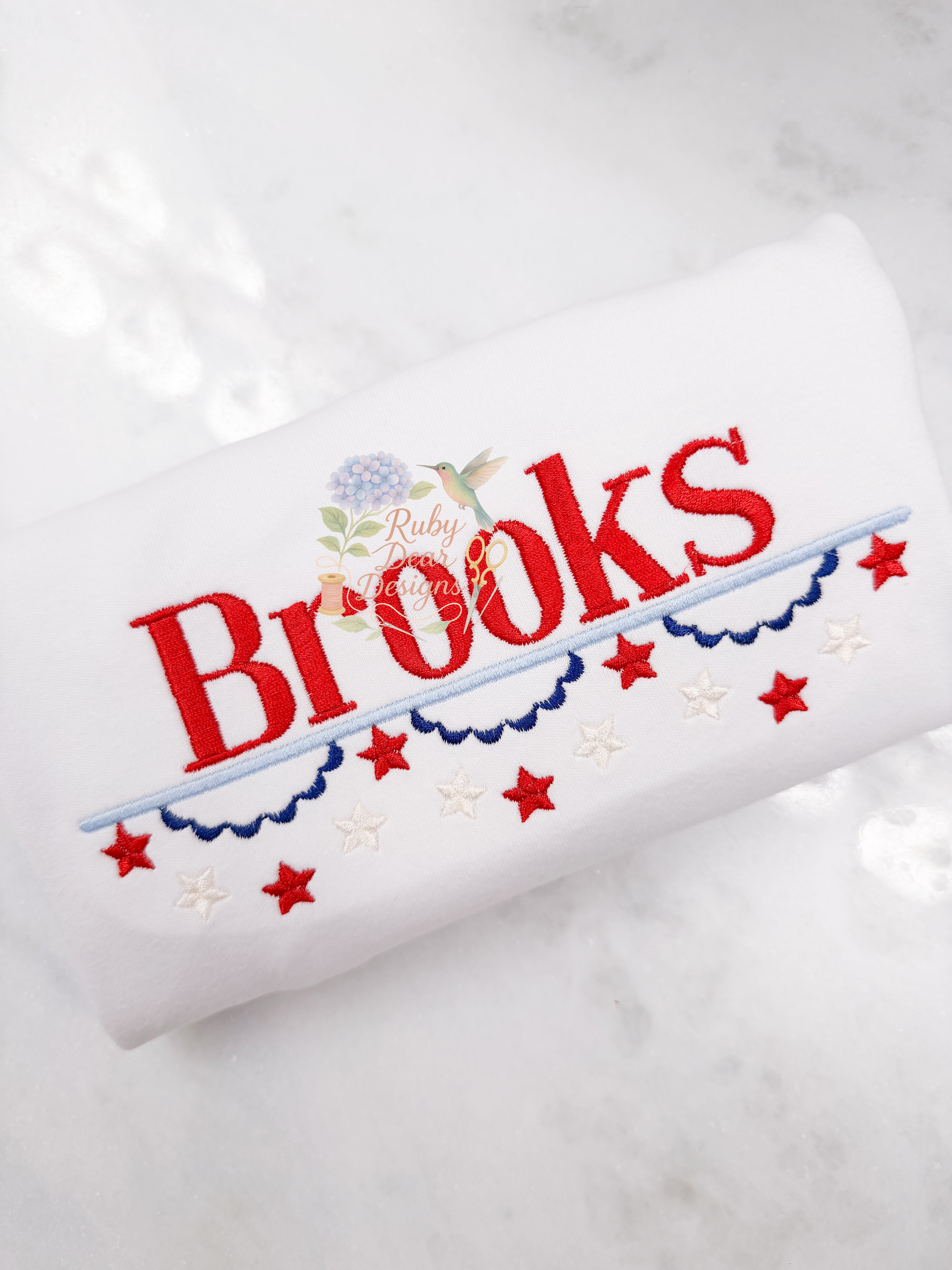 Patriotic Line Bunting with Stars Satin Stitch Machine Embroidery Design