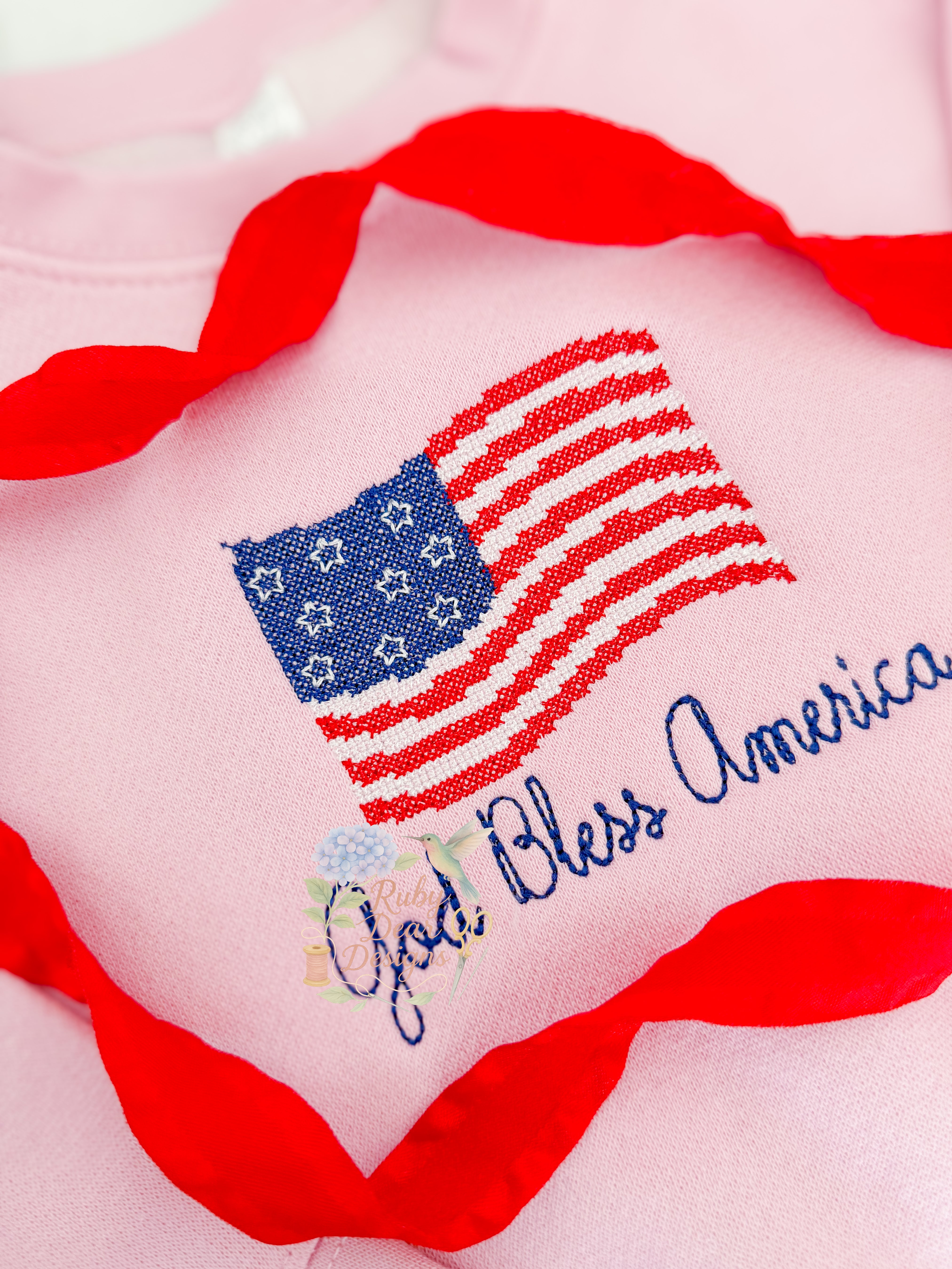 American Flag Cross Stitch Machine Embroidery Design