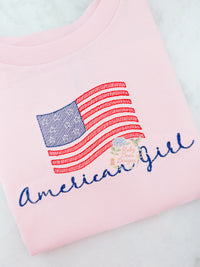 American Flag Sketch Stitch Machine Embroidery Design