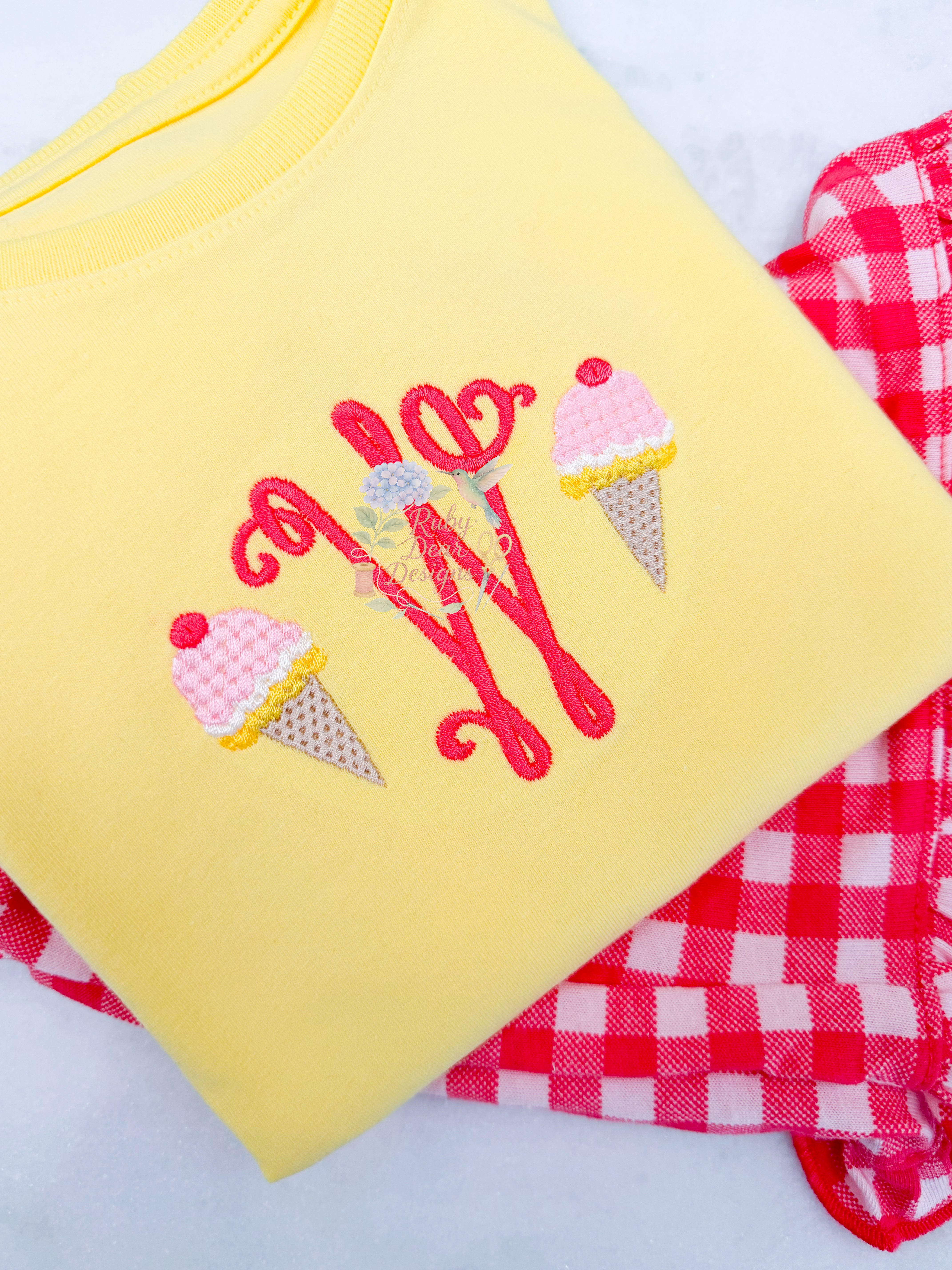 Ice Cream Cone Mini Textured Fill Stitch Machine Embroidery Design