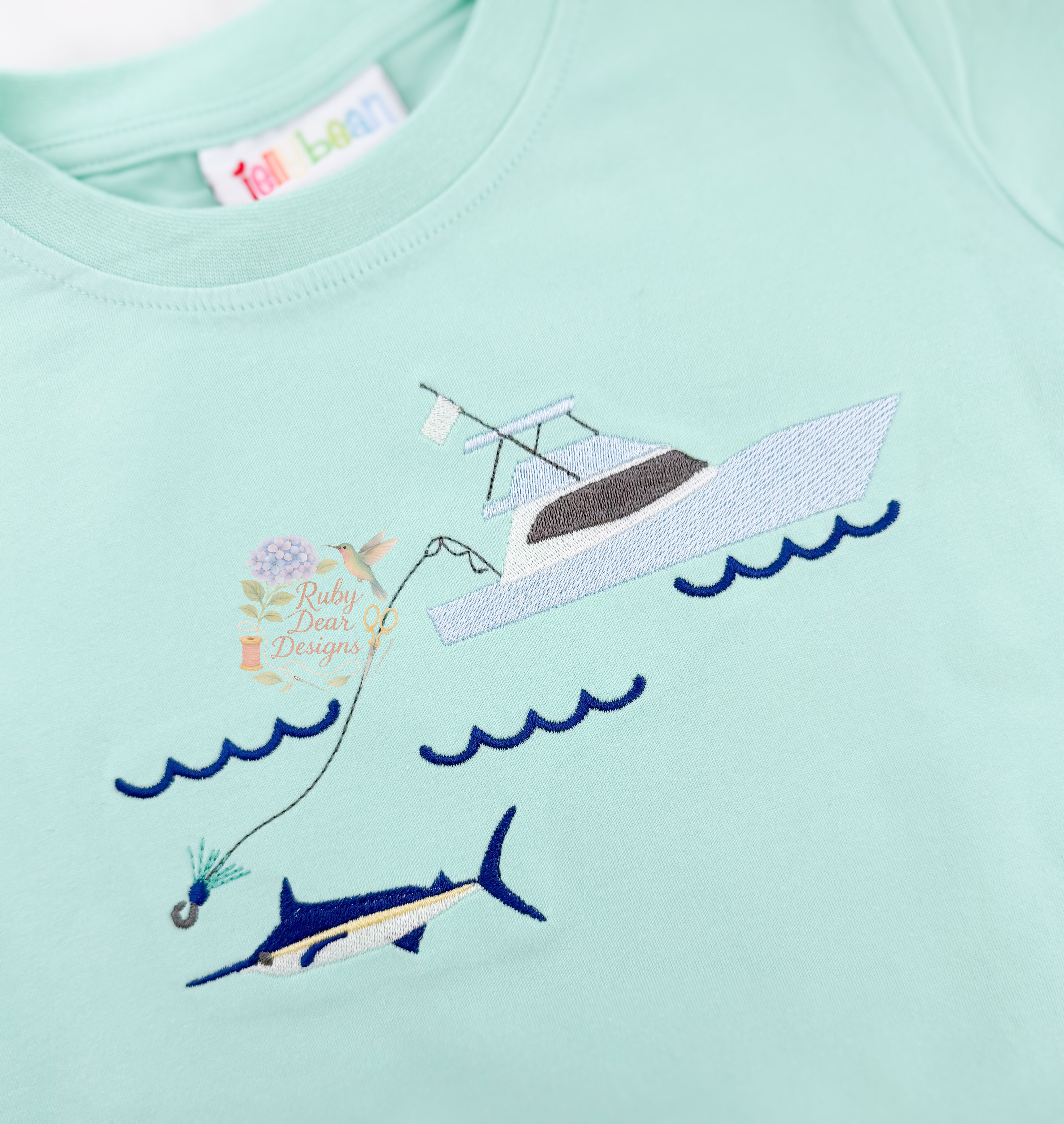 Fishing for Marlins Fill Stitch Machine Embroidery Design