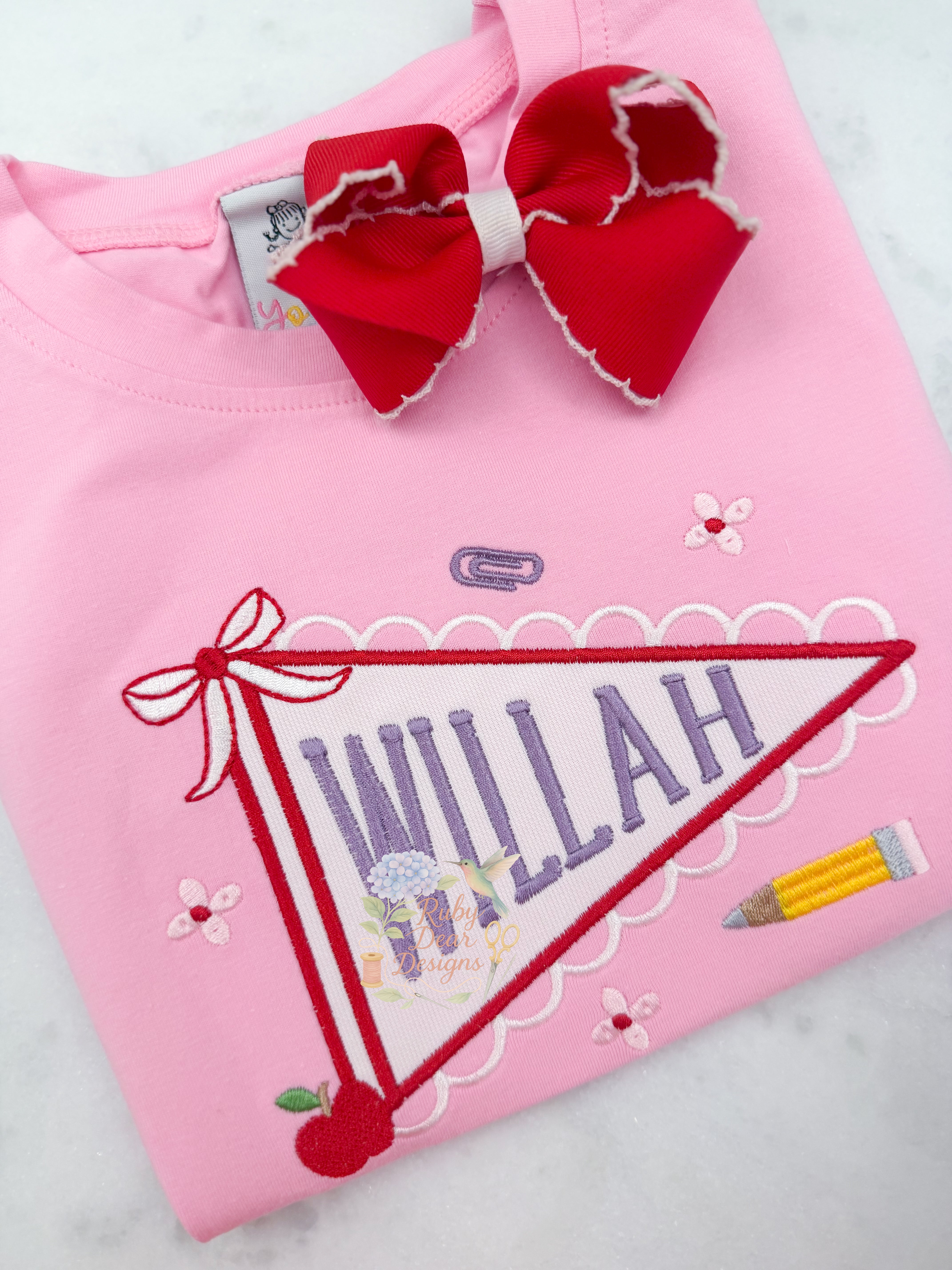 Back To School Scallop Pennant Appliqué Machine Embroidery Design