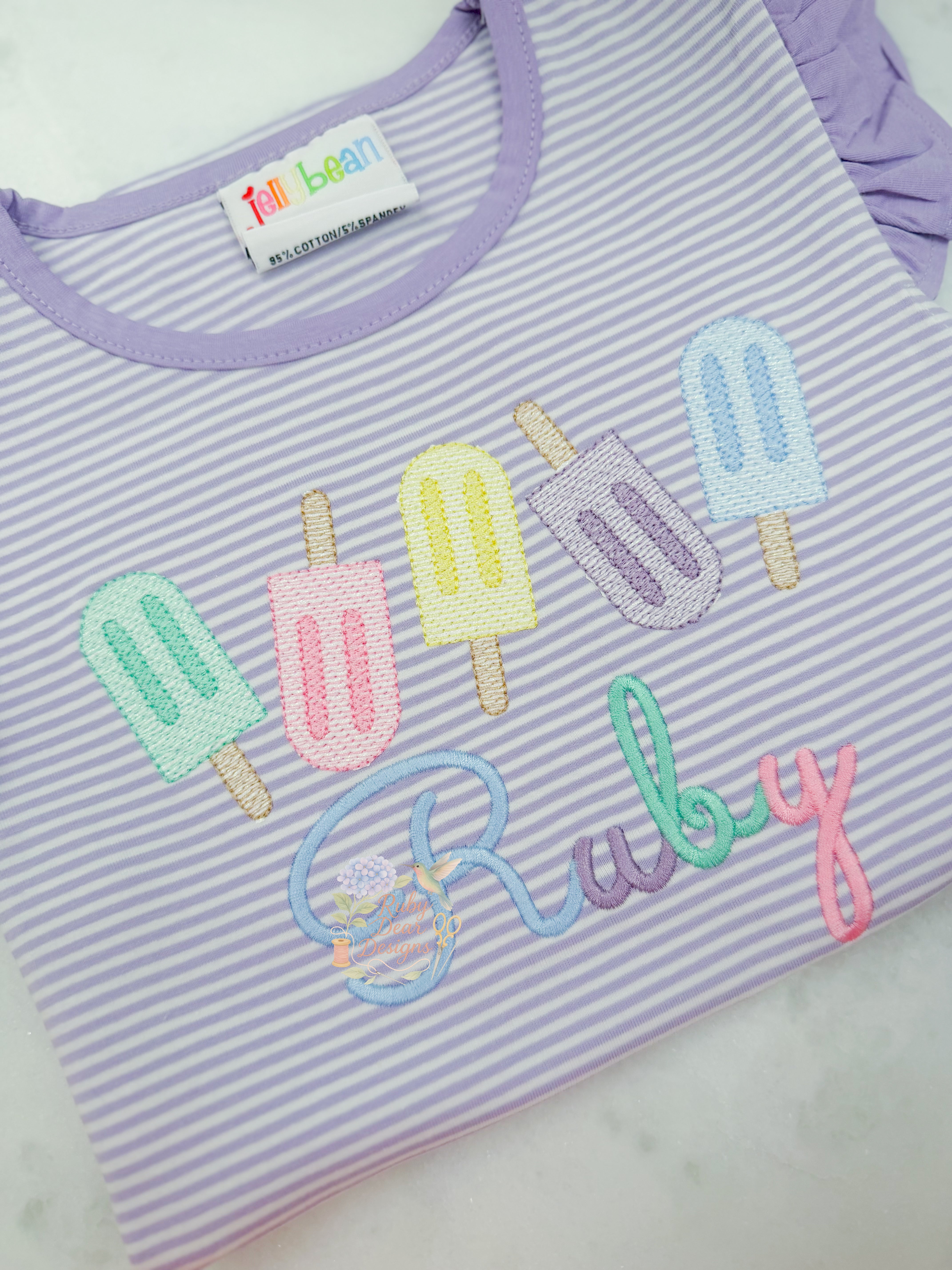 Popsicle Row Sketch Stitch Machine Embroidery Design