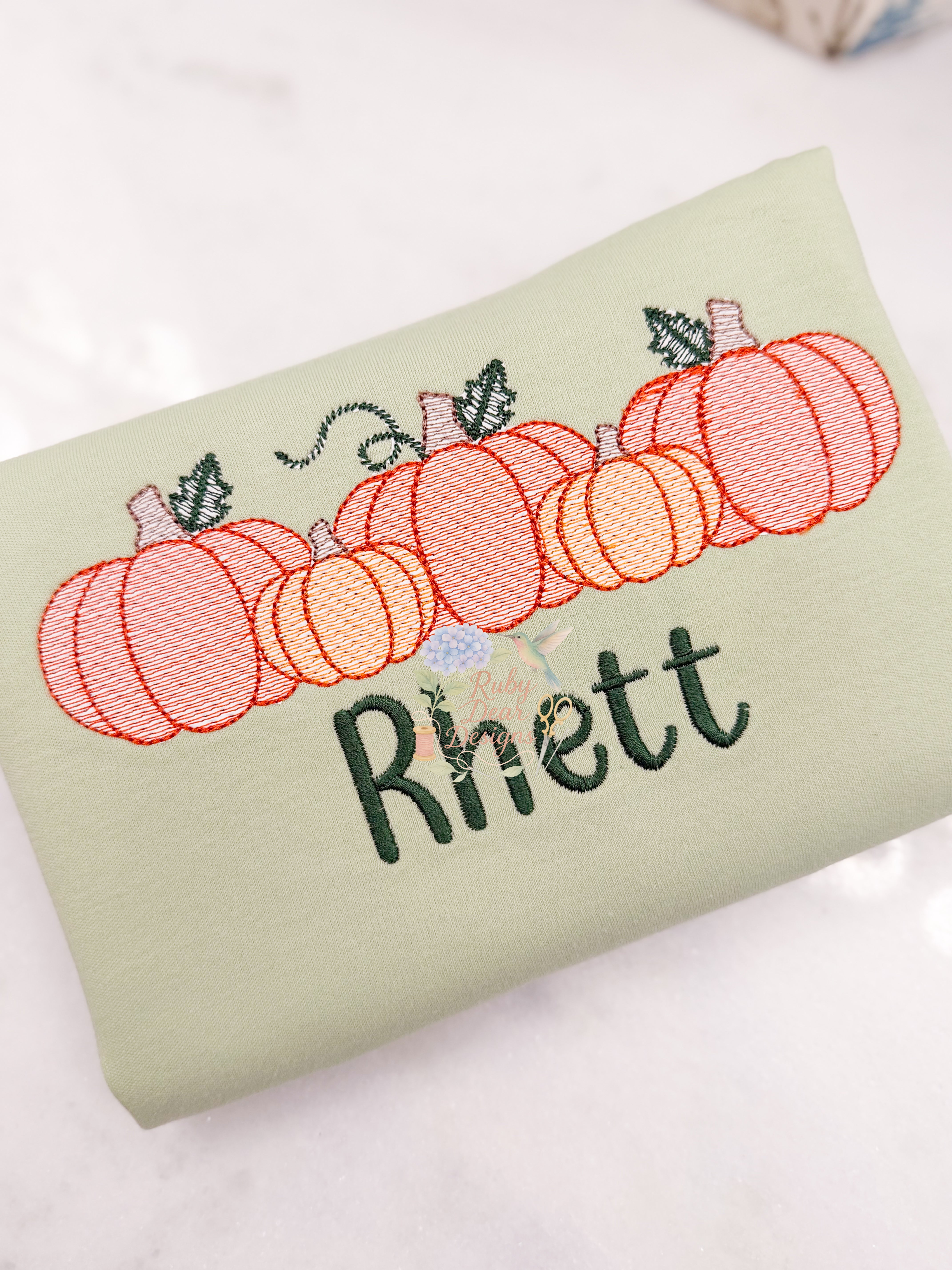 Pumpkin Row Sketch Fill Machine Embroidery Design