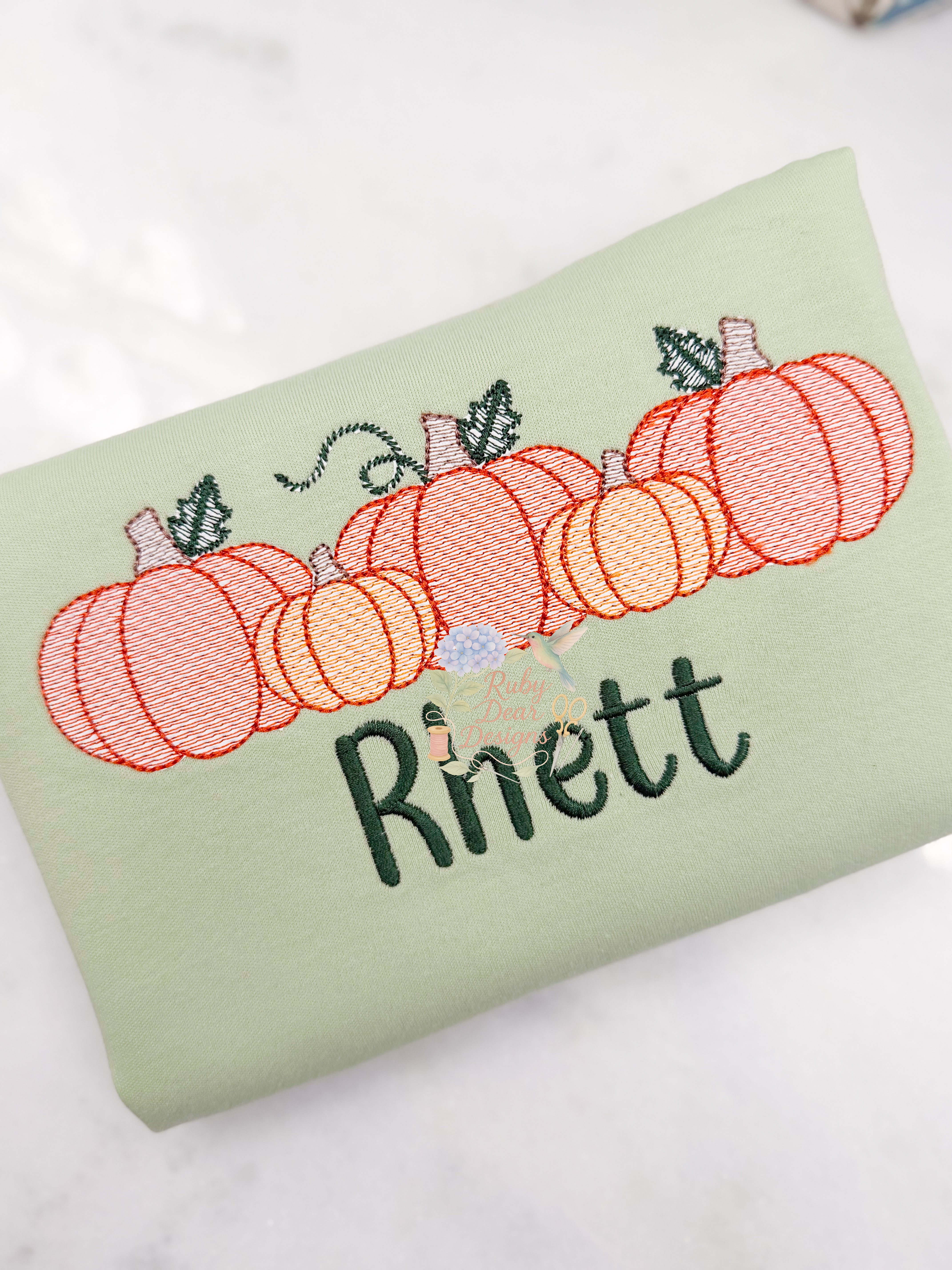 Pumpkin Row Sketch Fill Machine Embroidery Design
