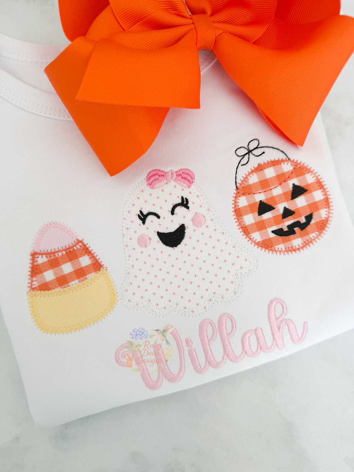 Halloween Trio Girl Zig Zag Appliqué Stitch Machine Embroidery Design