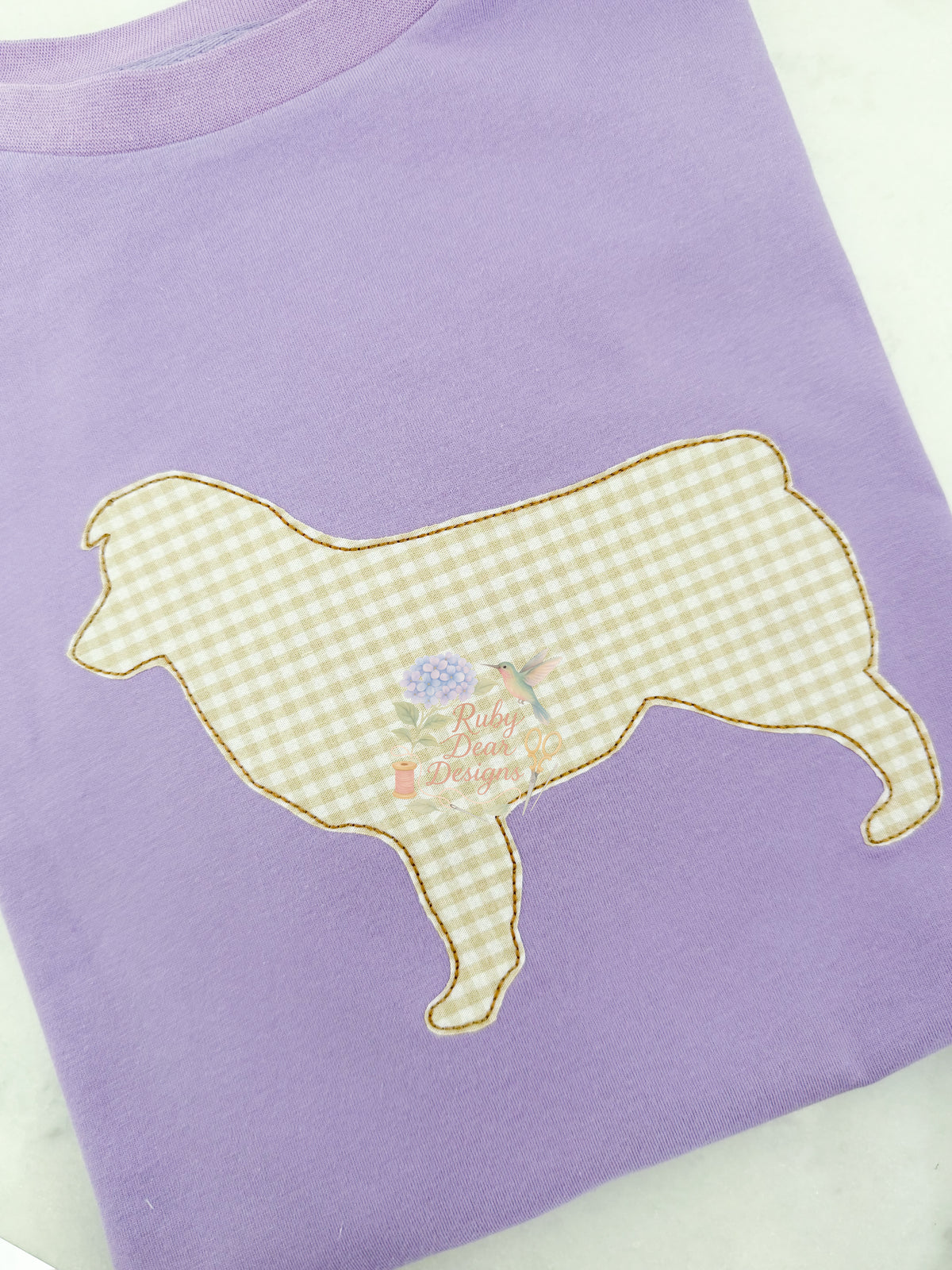 Australian Shepherd Bean Stitch Outline Appliqué Machine Embroidery Design