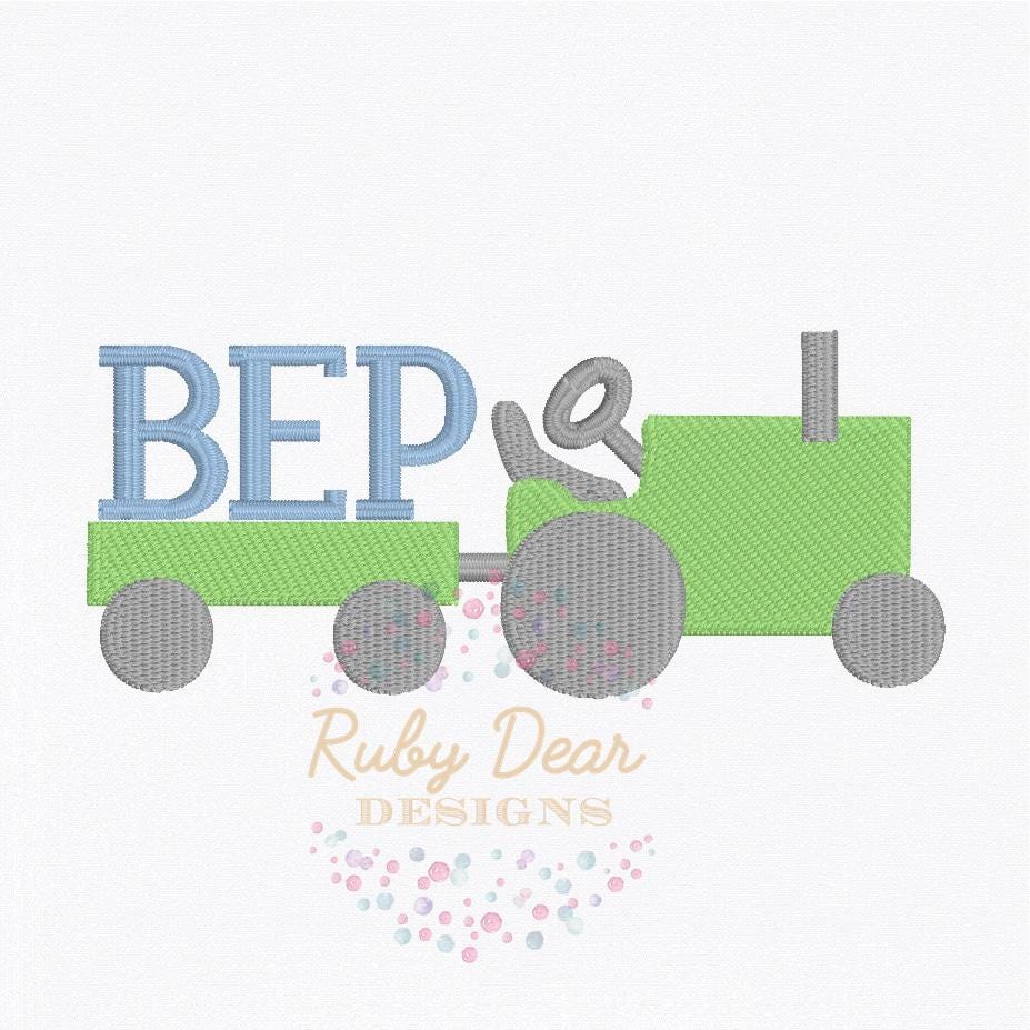 Tractor and Trailer Mini Fill Stitch Machine Embroidery Design