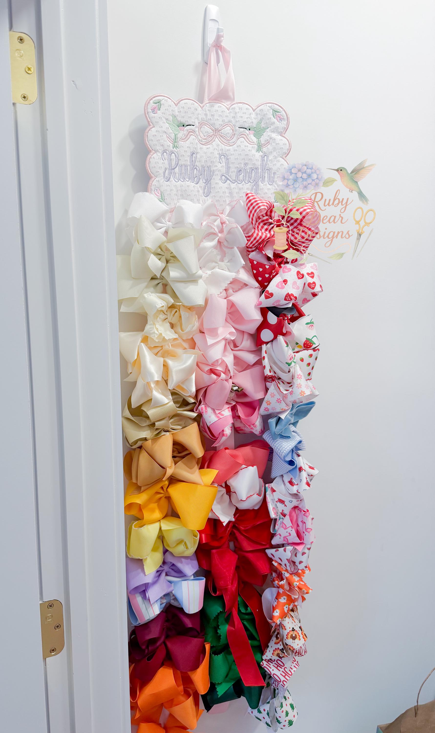 Bow Holder Scallop In The Hoop Satin Stitch with Instructions Machine Embroidery Design